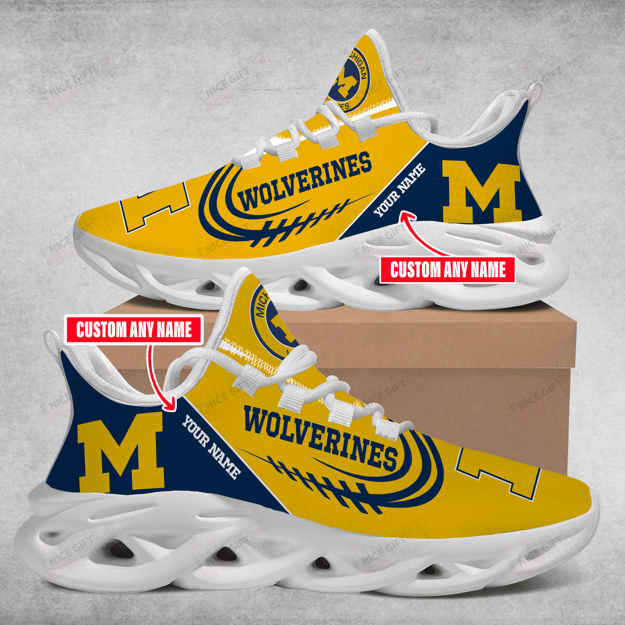 Ideafootwear Michigan Wolverines Max Soul Shoes Sneakers For Men And Women