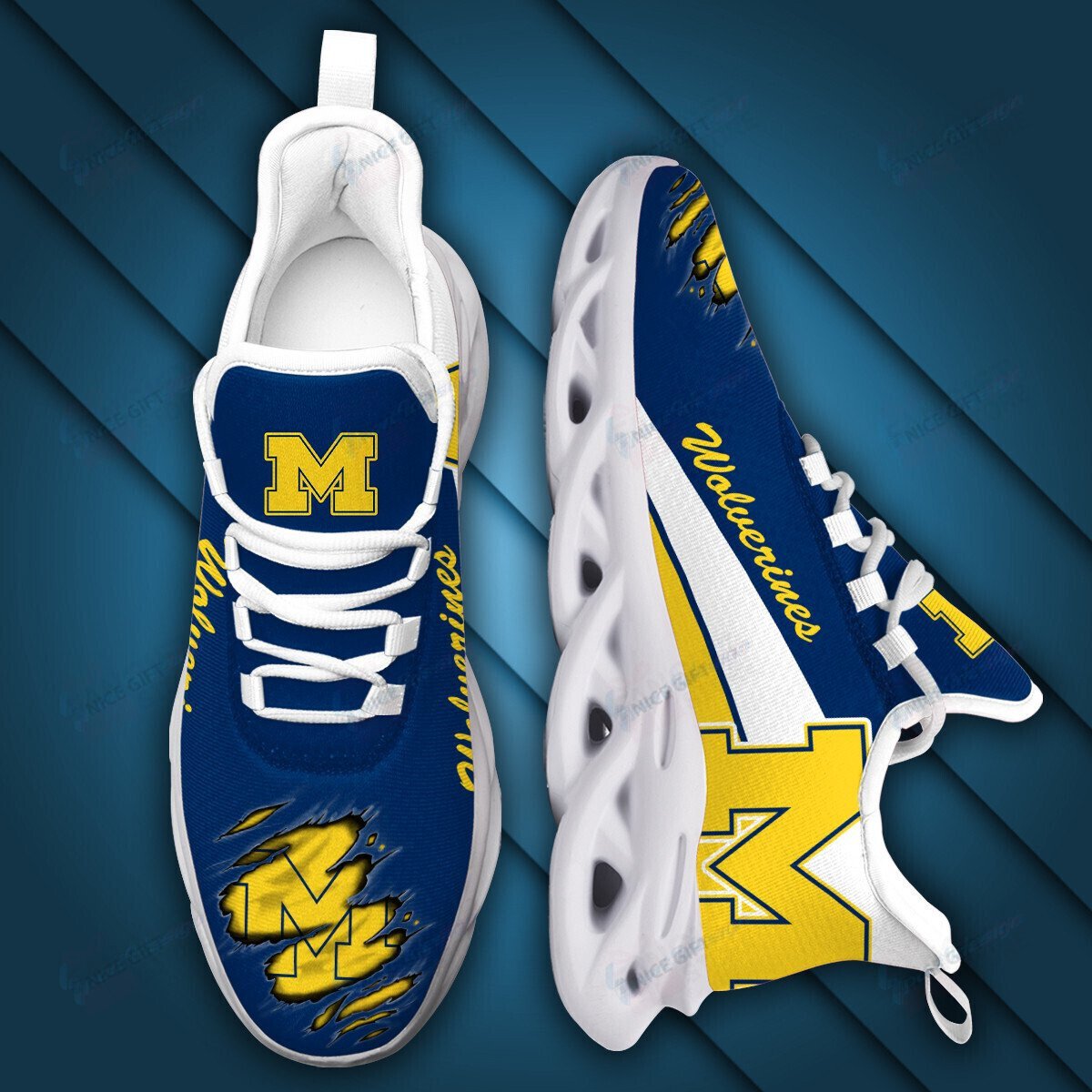 Ideafootwear Michigan Wolverines Max Soul Shoes Sneakers For Men And Women