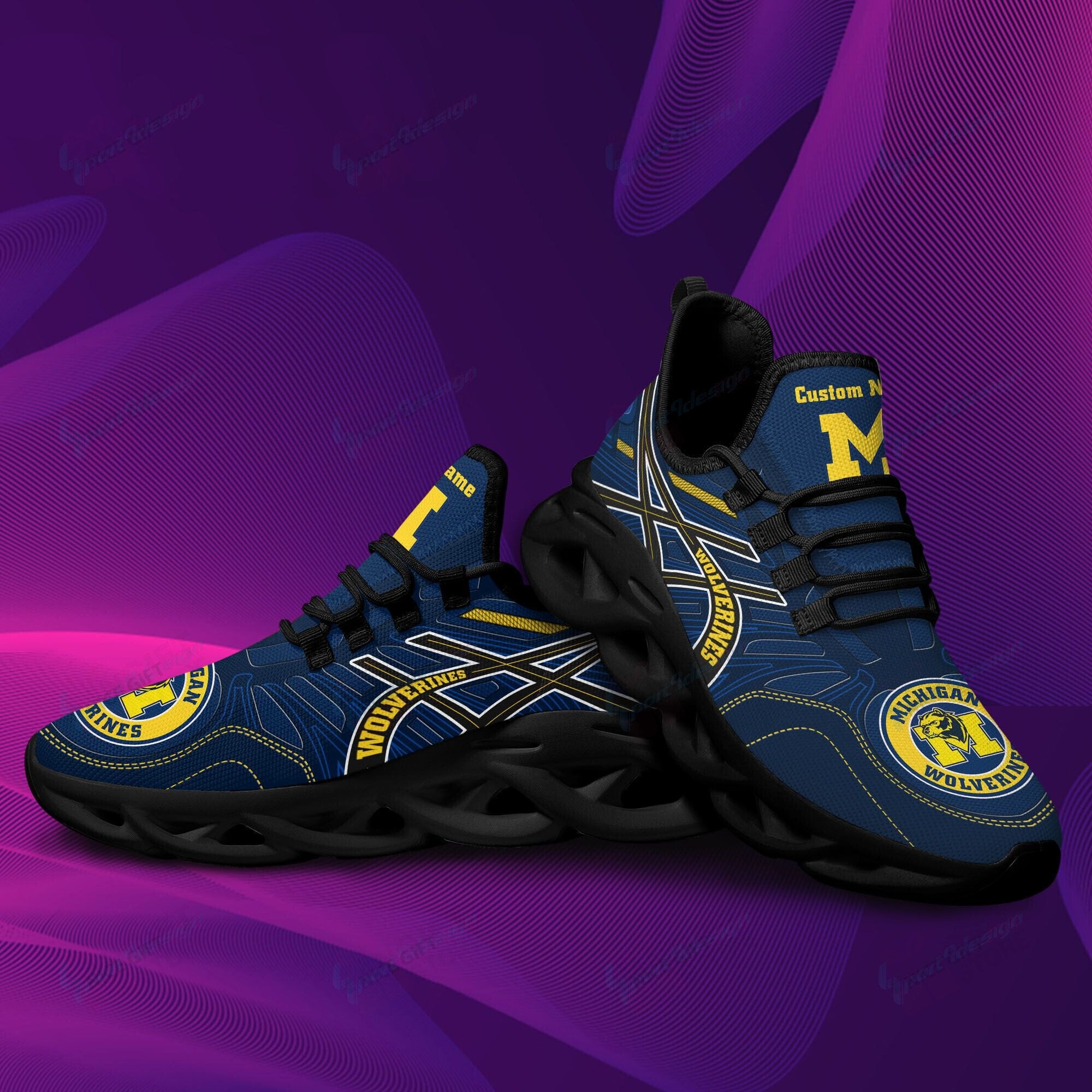 Ideafootwear Michigan Wolverines Max Soul Shoes Sneakers For Men And Women