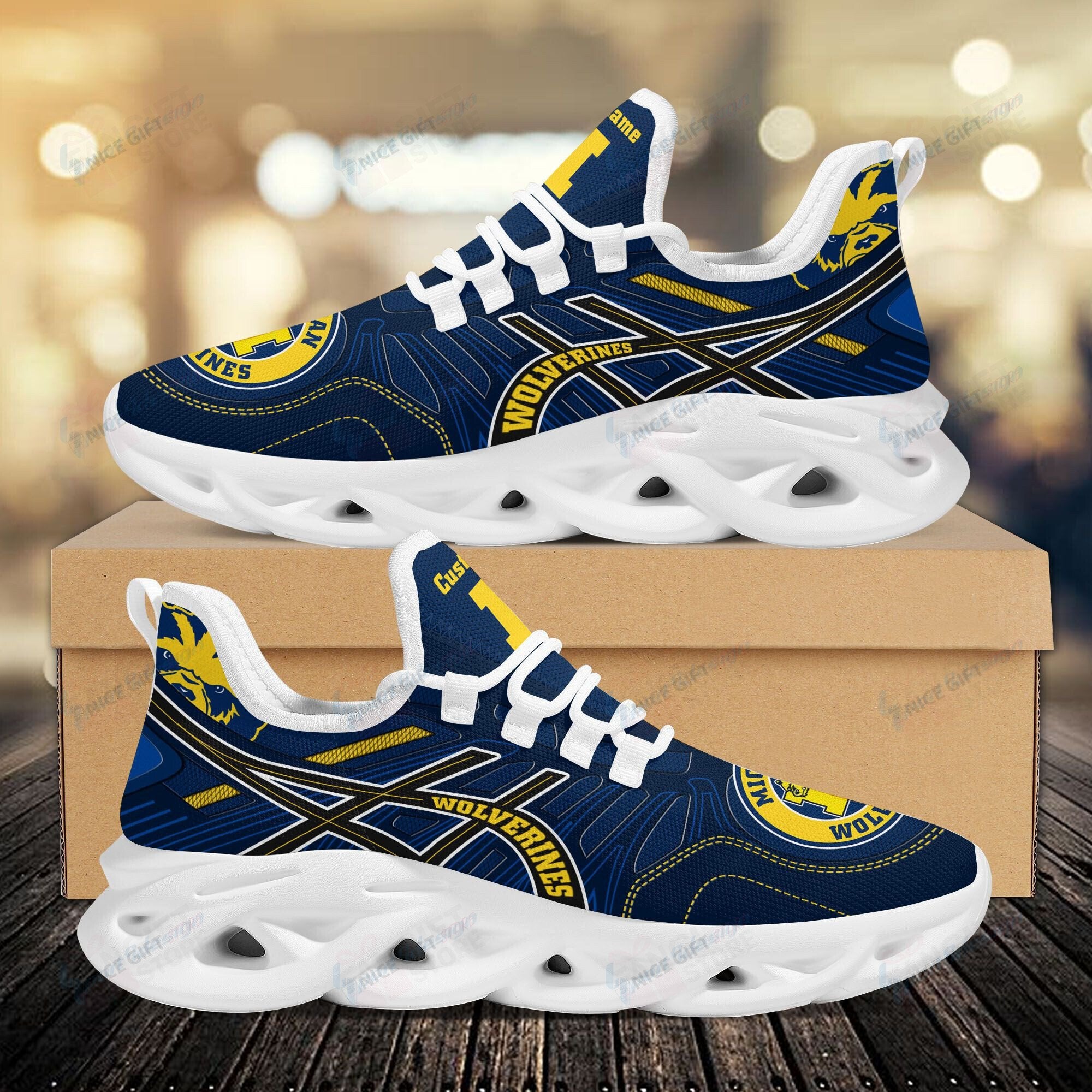 Ideafootwear Michigan Wolverines Max Soul Shoes Sneakers For Men And Women