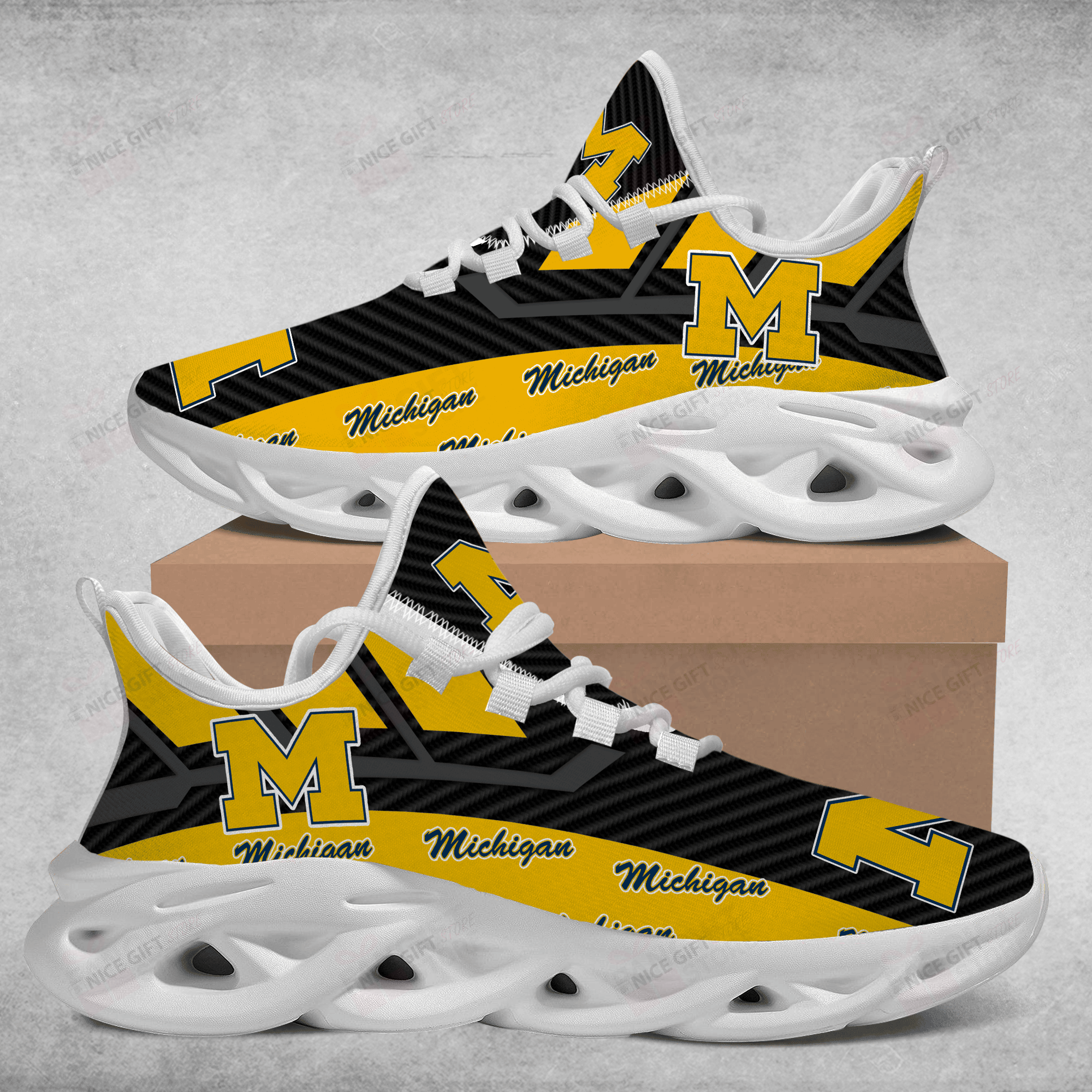 Ideafootwear Michigan Wolverines Max Soul Shoes Sneakers For Men And Women
