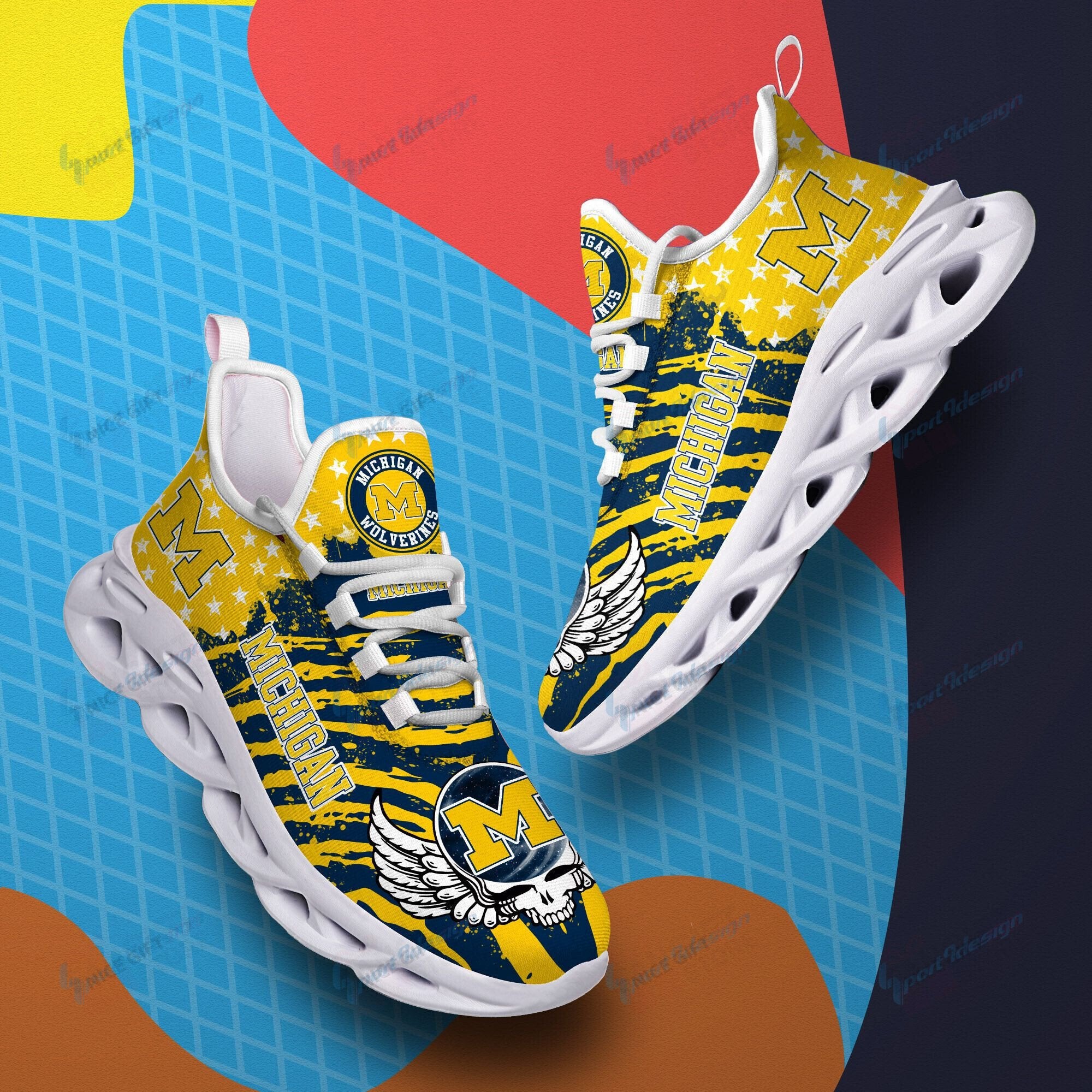 Ideafootwear Michigan Wolverines Max Soul Shoes Sneakers For Men And Women