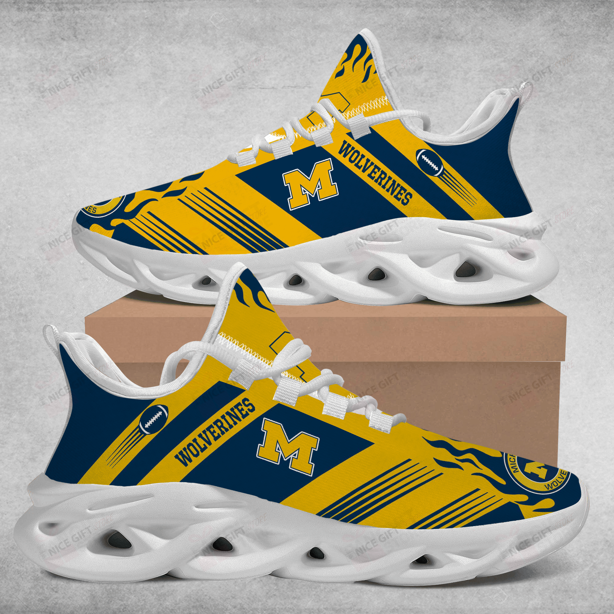 Ideafootwear Michigan Wolverines Max Soul Shoes Sneakers For Men And Women