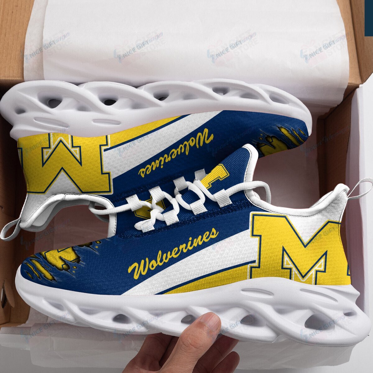 Ideafootwear Michigan Wolverines Max Soul Shoes Sneakers For Men And Women