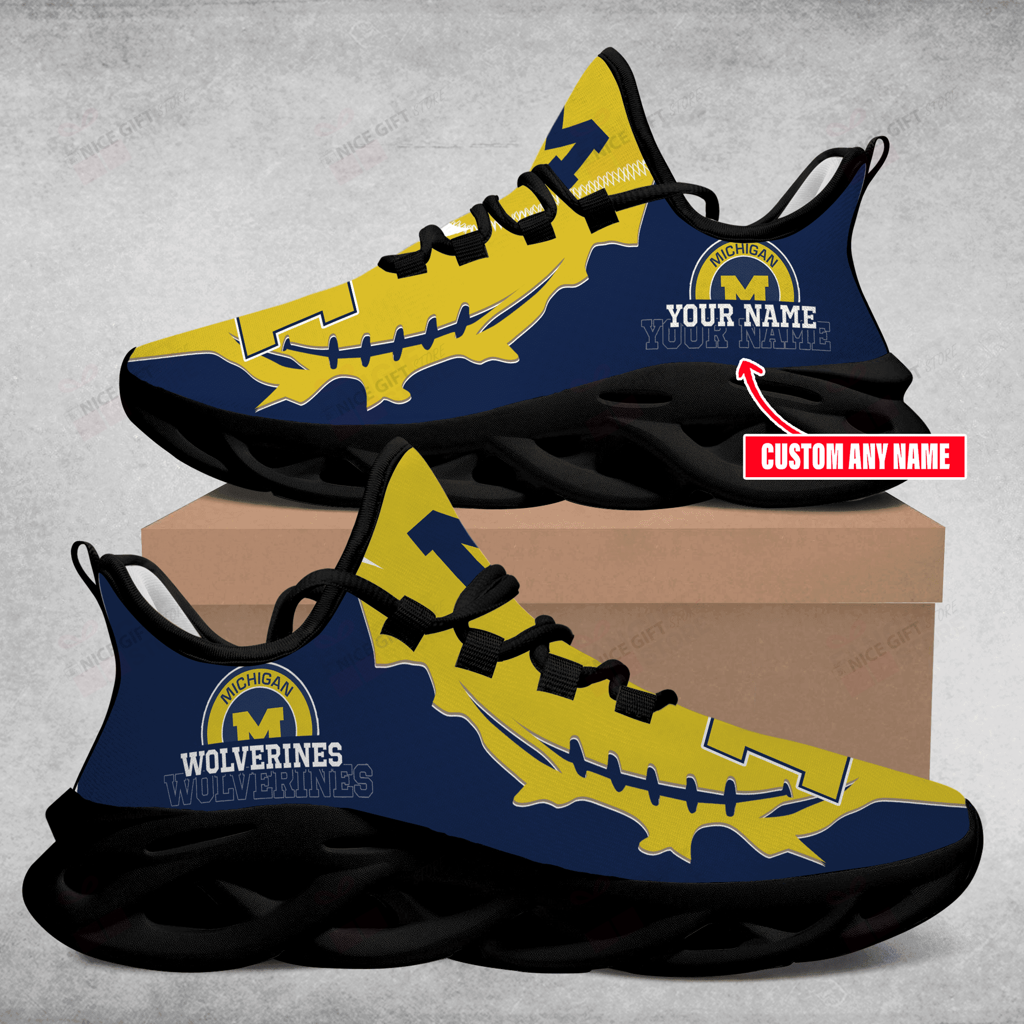 Ideafootwear Michigan Wolverines Max Soul Shoes Sneakers For Men And Women