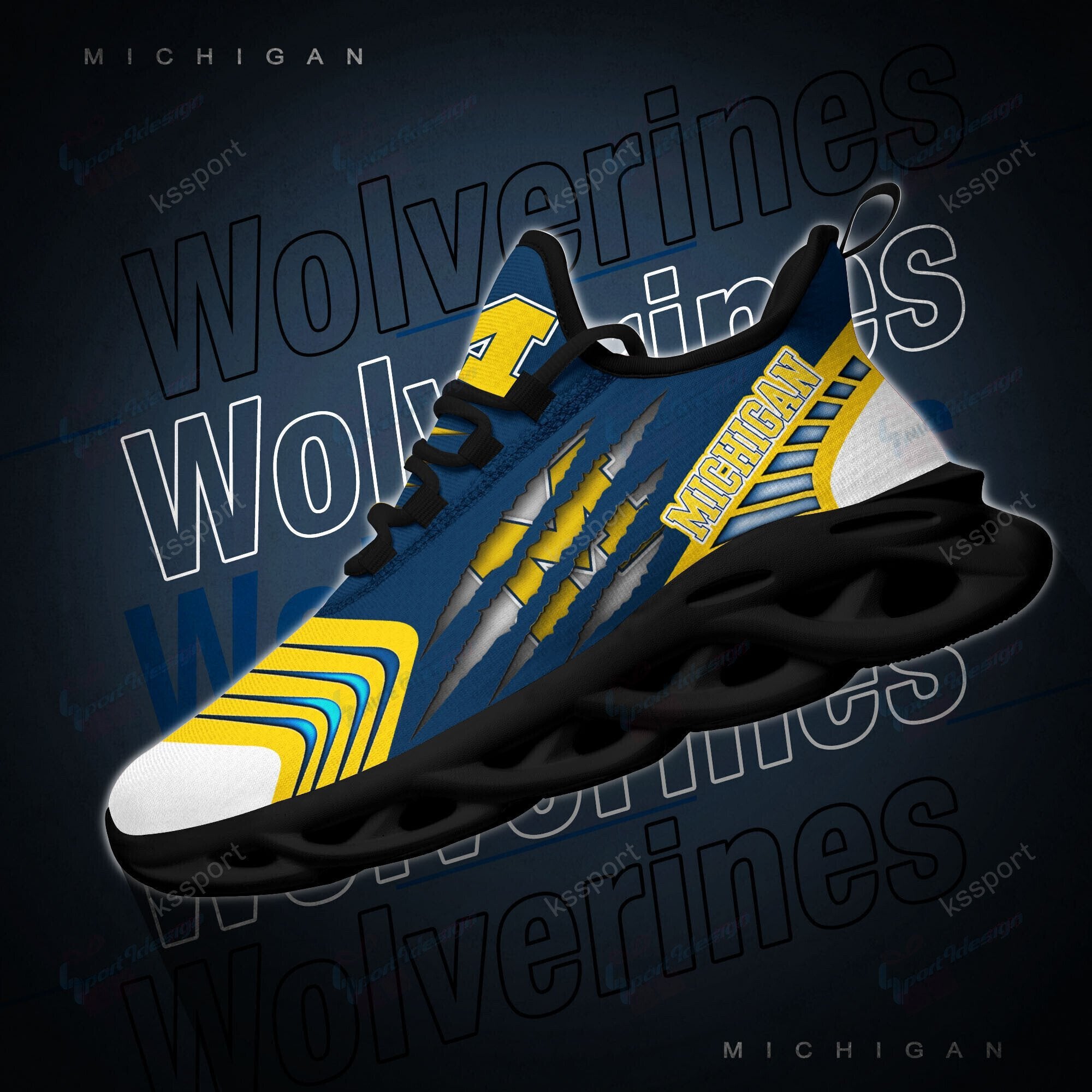 Ideafootwear Michigan Wolverines Max Soul Shoes Sneakers For Men And Women