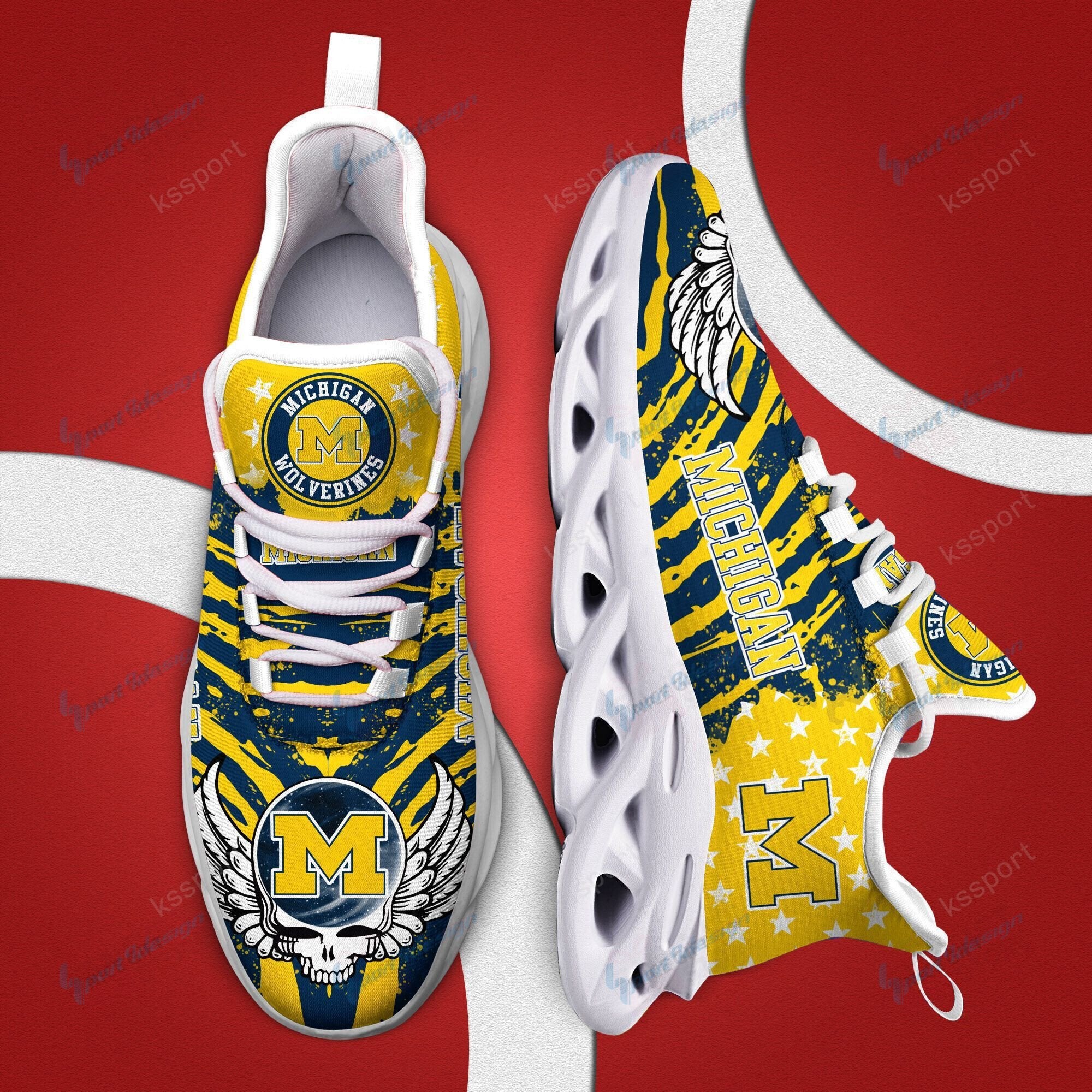 Ideafootwear Michigan Wolverines Max Soul Shoes Sneakers For Men And Women