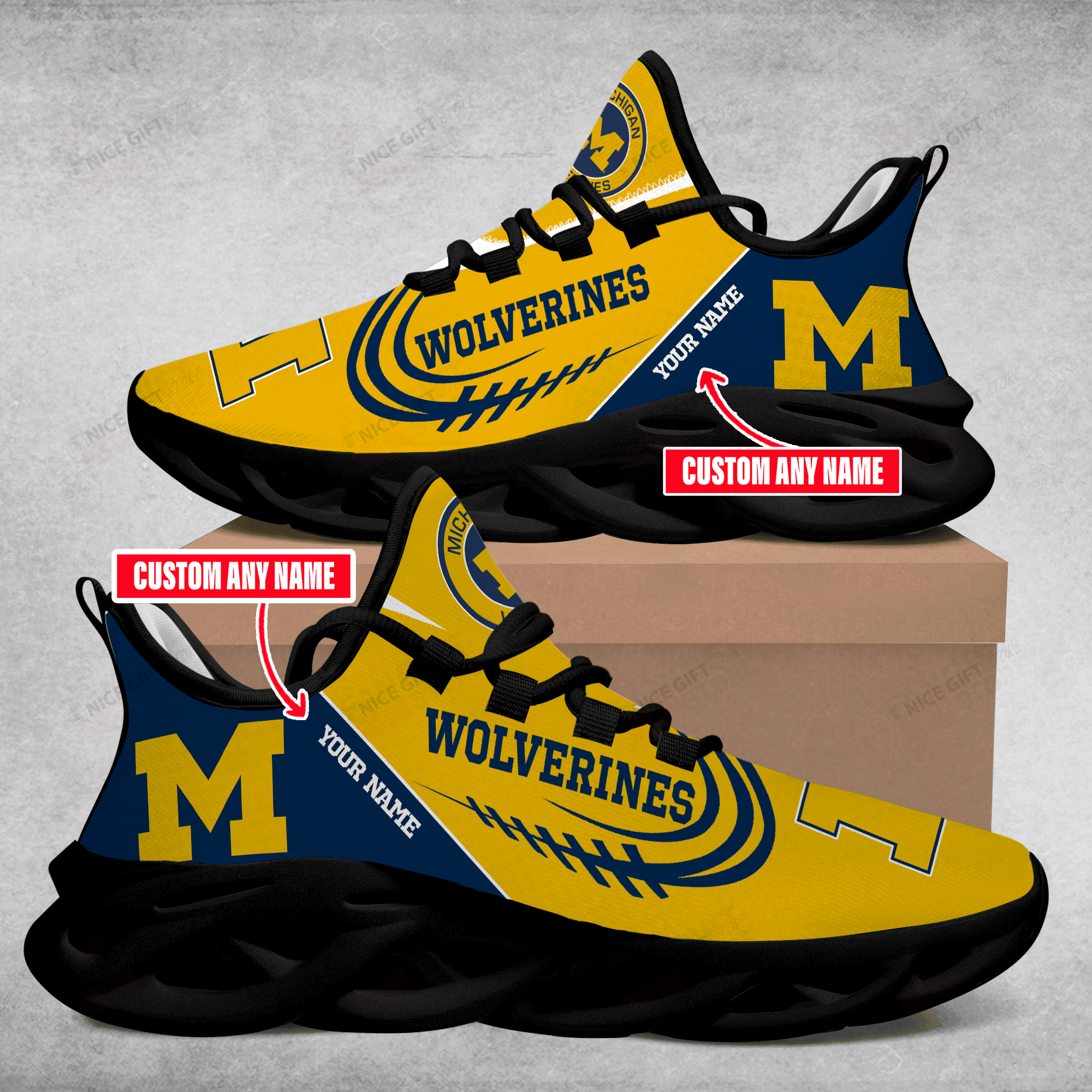 Ideafootwear Michigan Wolverines Max Soul Shoes Sneakers For Men And Women