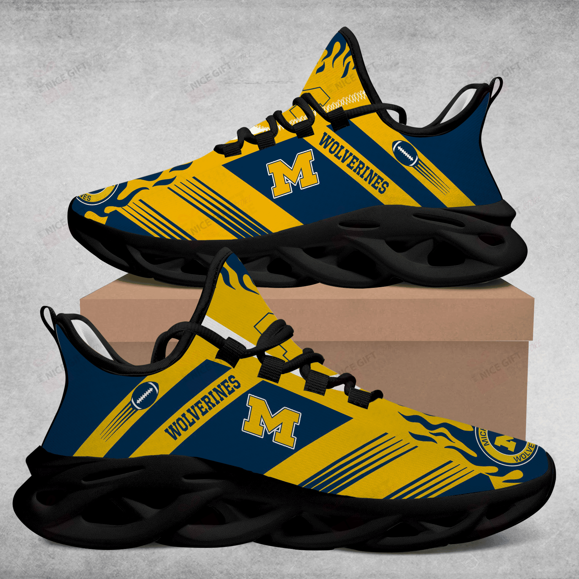 Ideafootwear Michigan Wolverines Max Soul Shoes Sneakers For Men And Women