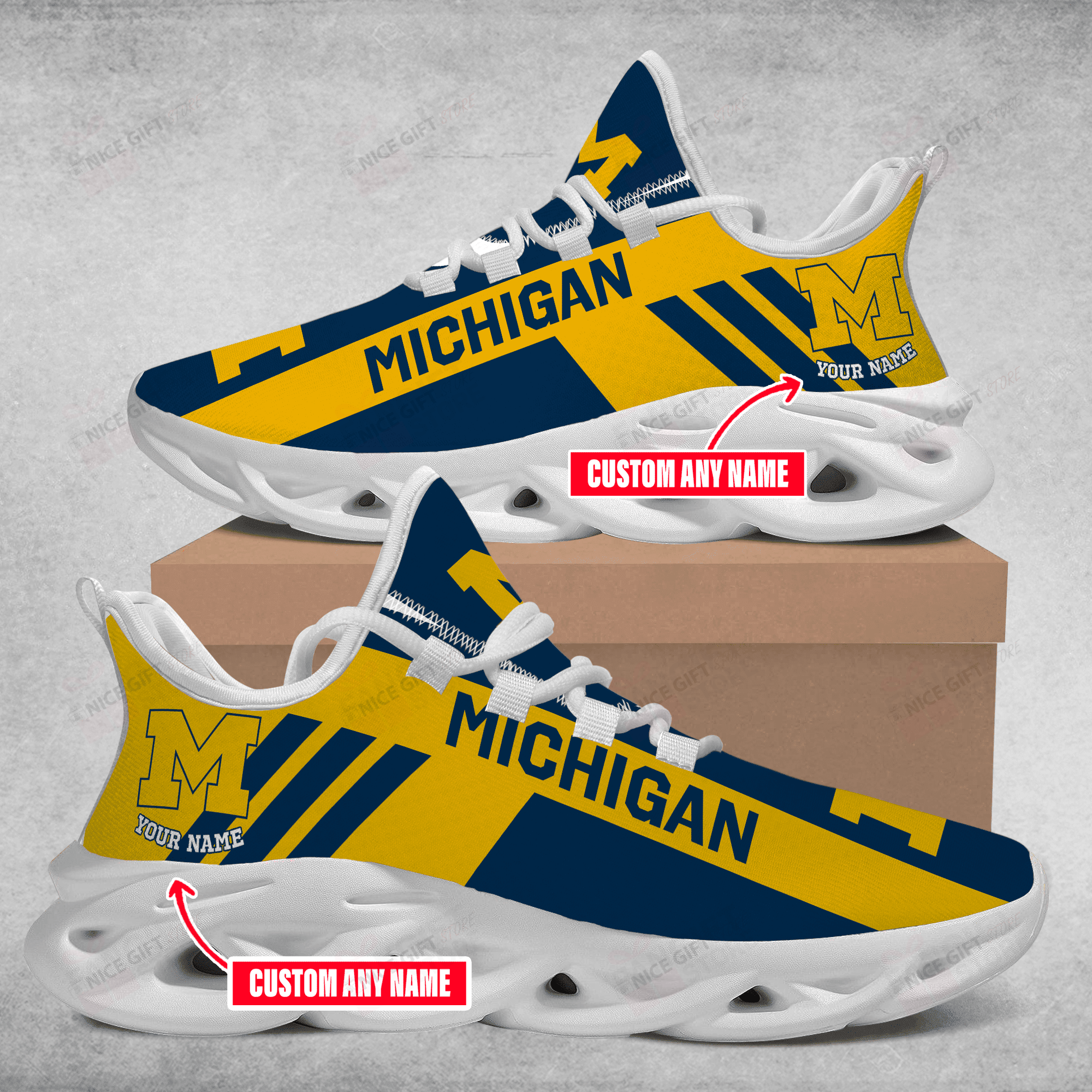 Ideafootwear Michigan Wolverines Max Soul Shoes Sneakers For Men And Women