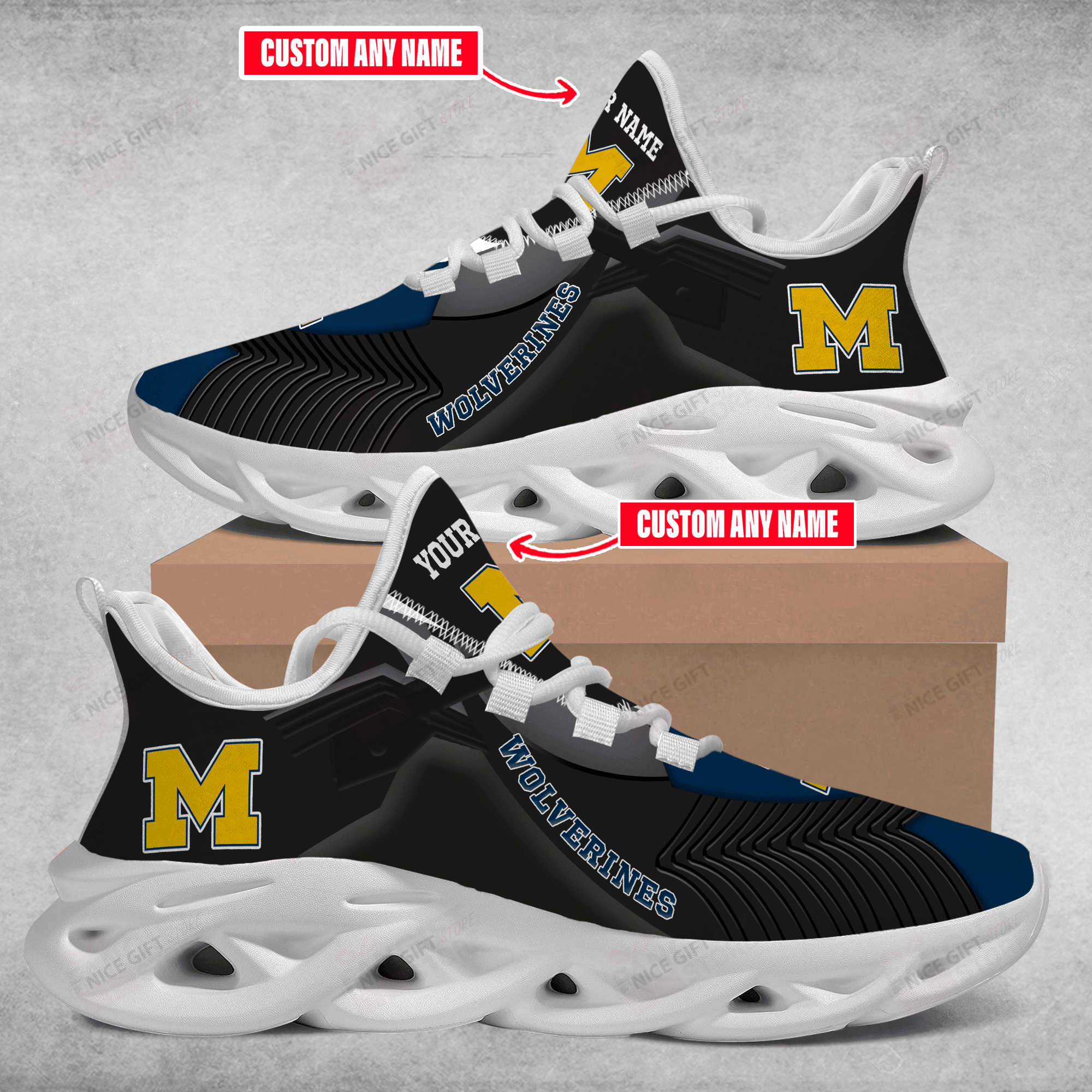 Ideafootwear Michigan Wolverines Max Soul Shoes Sneakers For Men And Women