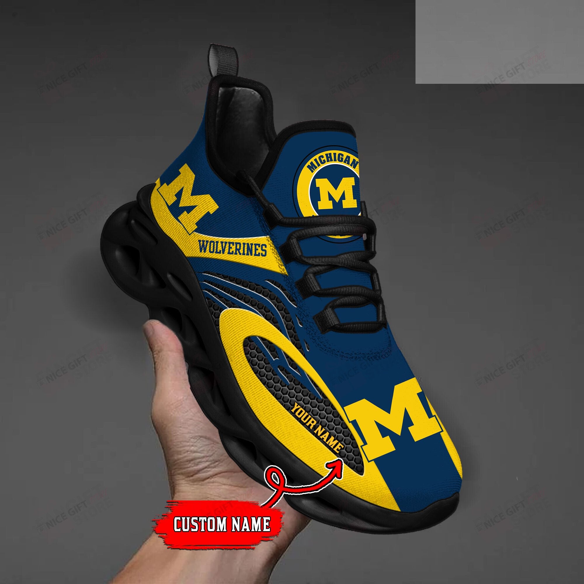 Ideafootwear Michigan Wolverines Max Soul Shoes Sneakers For Men And Women
