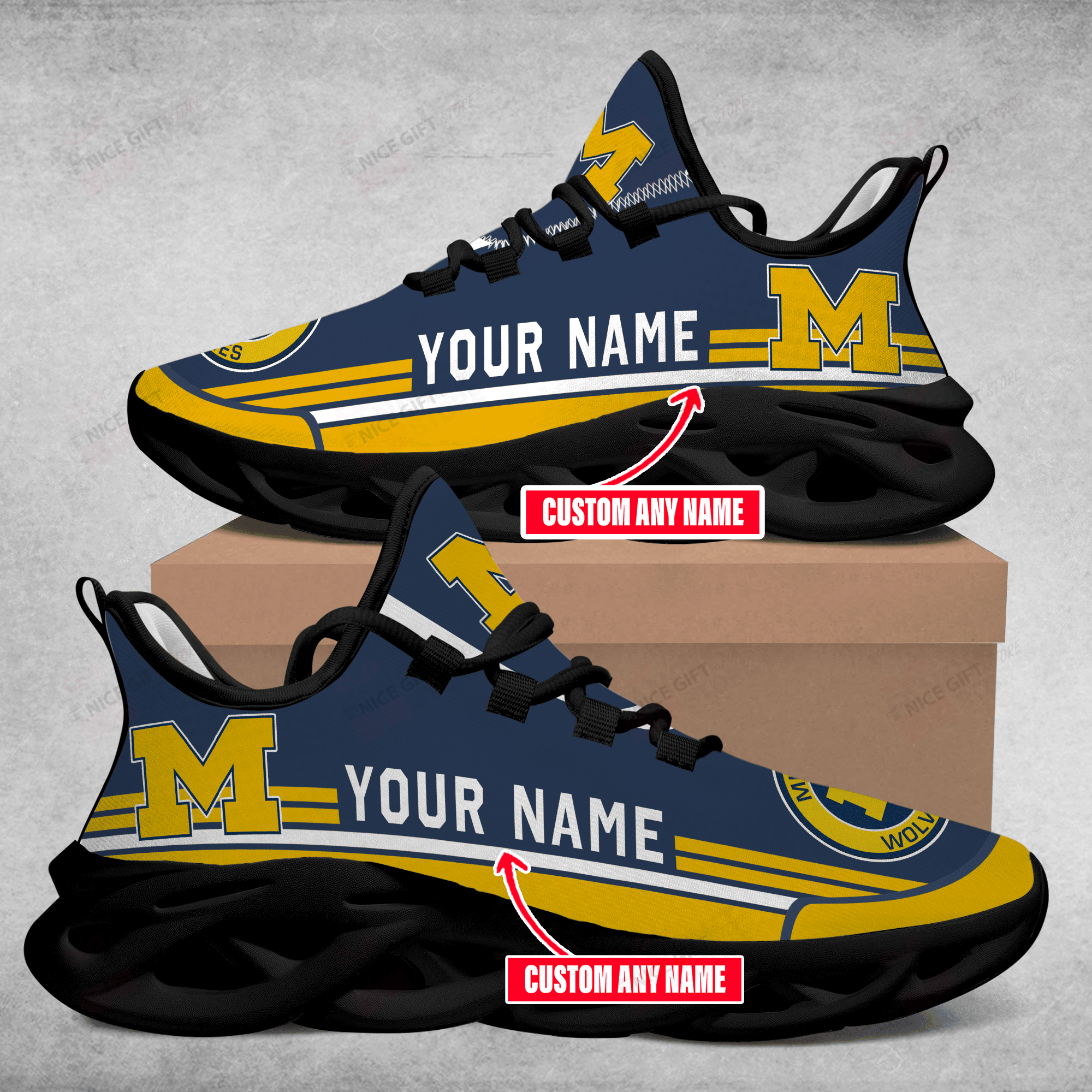 Ideafootwear Michigan Wolverines Max Soul Shoes Sneakers For Men And Women