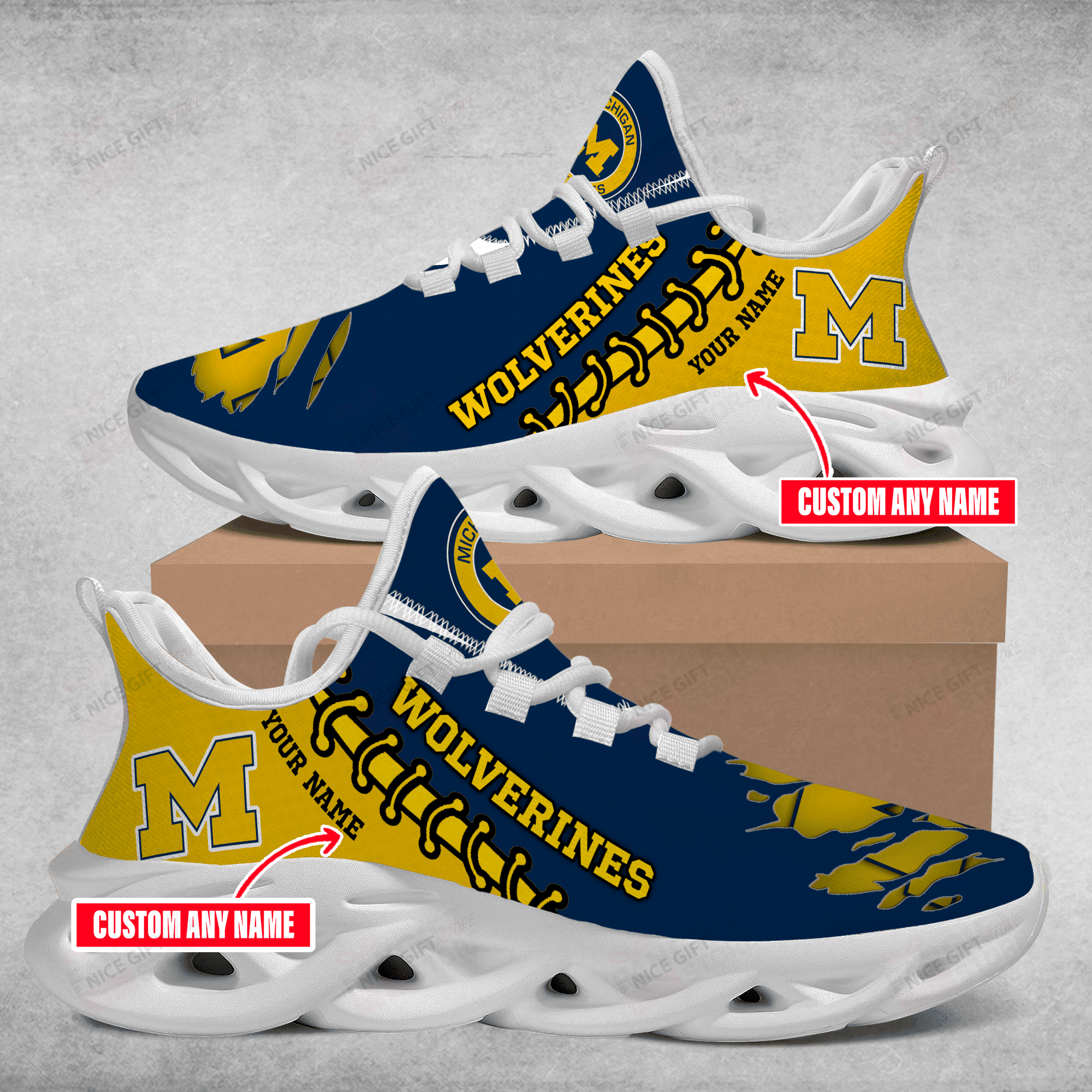 Ideafootwear Michigan Wolverines Max Soul Shoes Sneakers For Men And Women