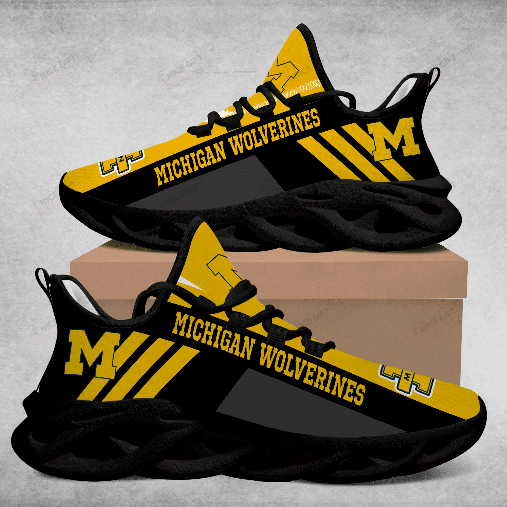 Ideafootwear Michigan Wolverines Max Soul Shoes Sneakers For Men And Women