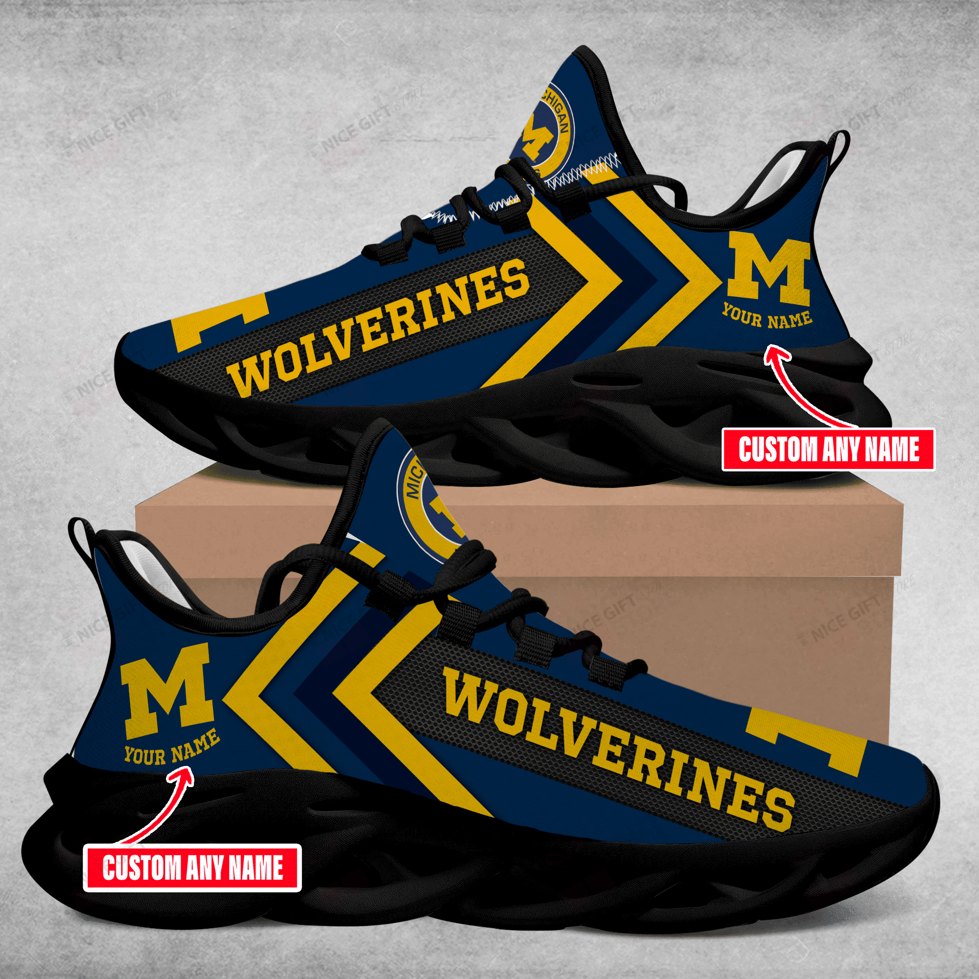 Ideafootwear Michigan Wolverines Max Soul Shoes Sneakers For Men And Women