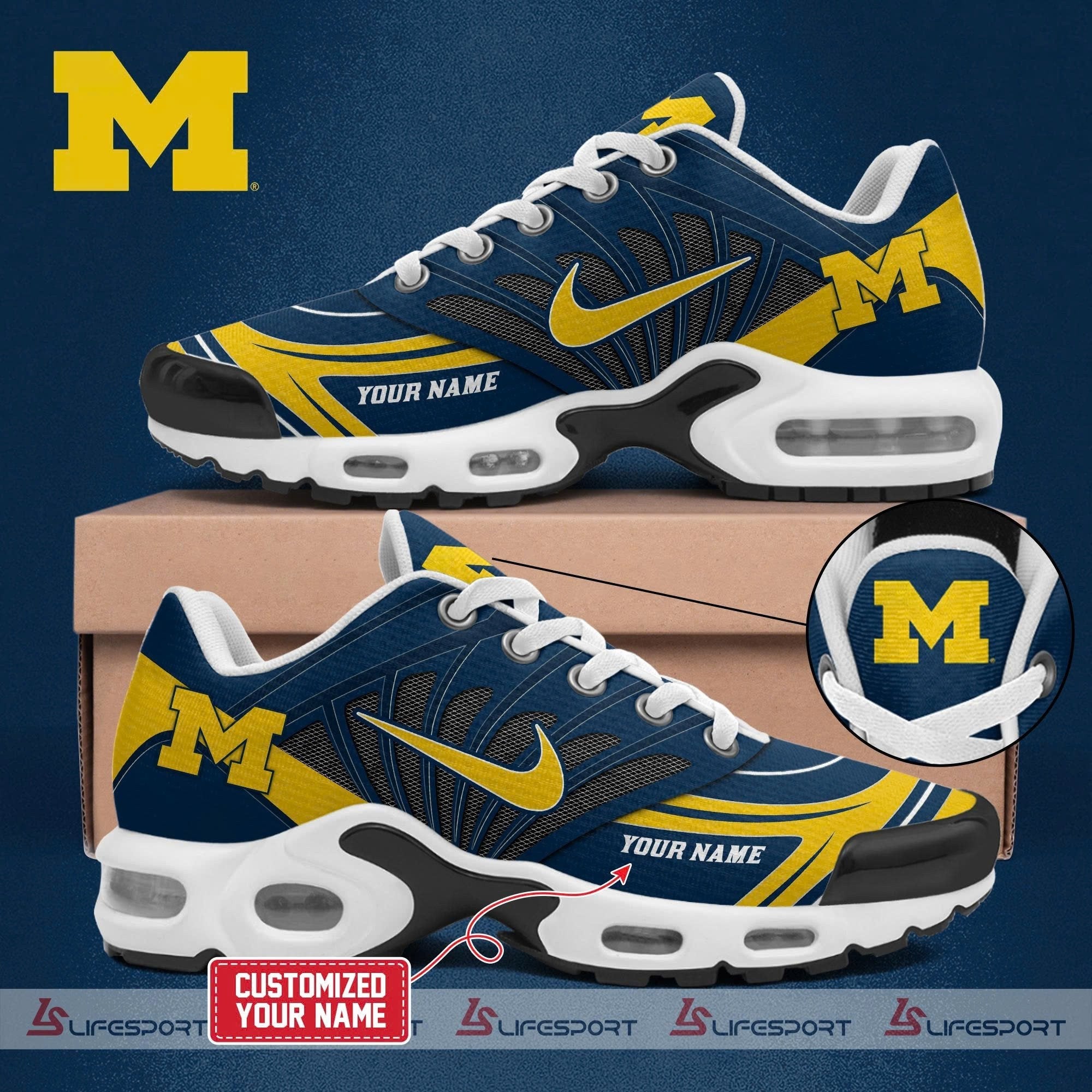 Ideafootwear Michigan Wolverines TN Shoes Sneakers For Men And Women
