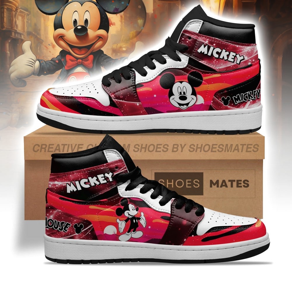 Ideafootwear Mickey Mouse AJ1 High Sneakers Shoes For Men And Women