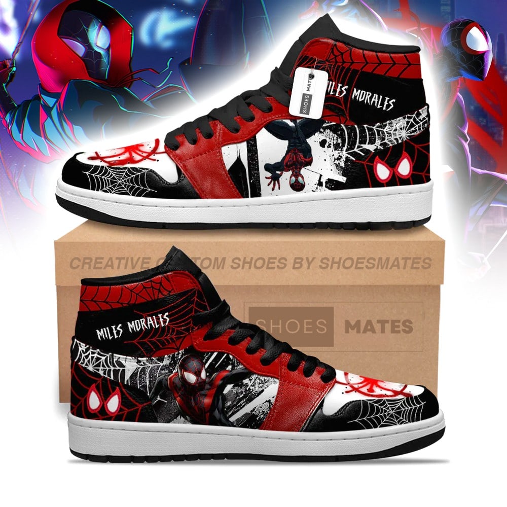Ideafootwear Miles Morales AJ1 High Sneakers Shoes For Men And Women