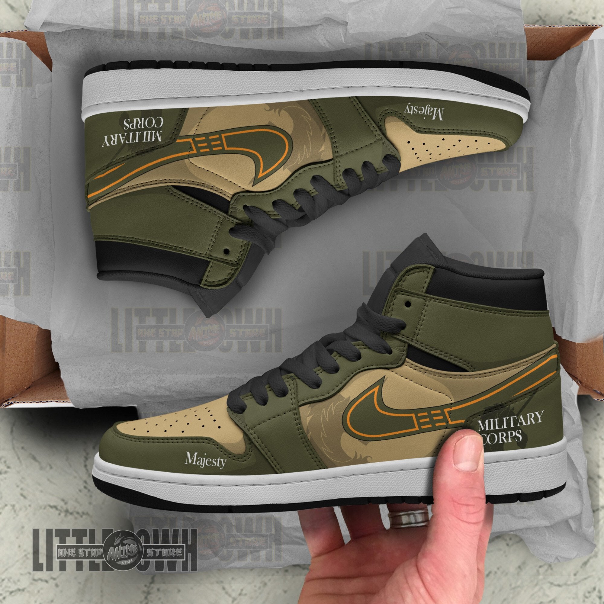 Ideafootwear Military Corps AJ1 High Sneakers Shoes For Men And Women