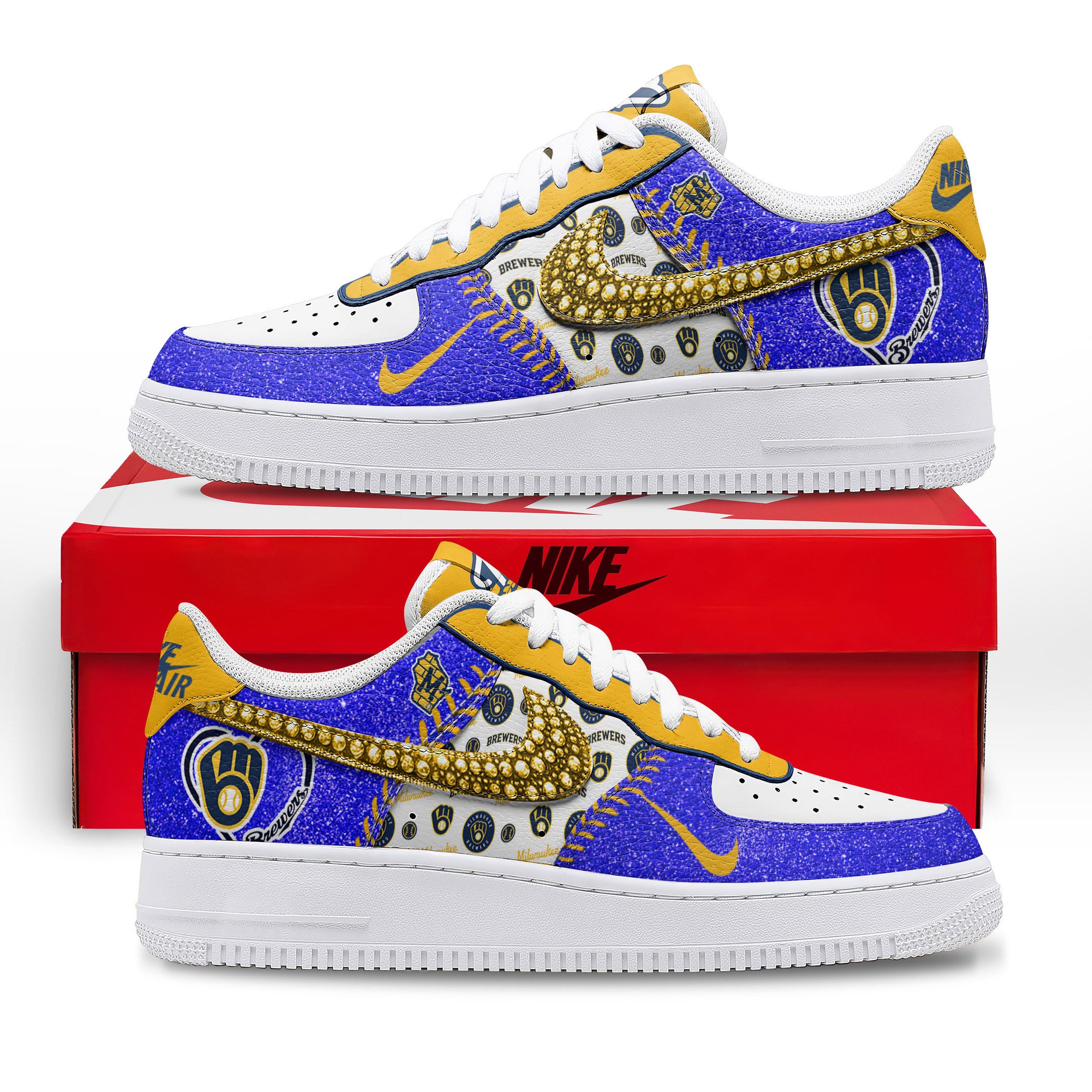 Ideafootwear Milwaukee Brewers Air Low-Top Sneakers Shoes For Men And Women 1