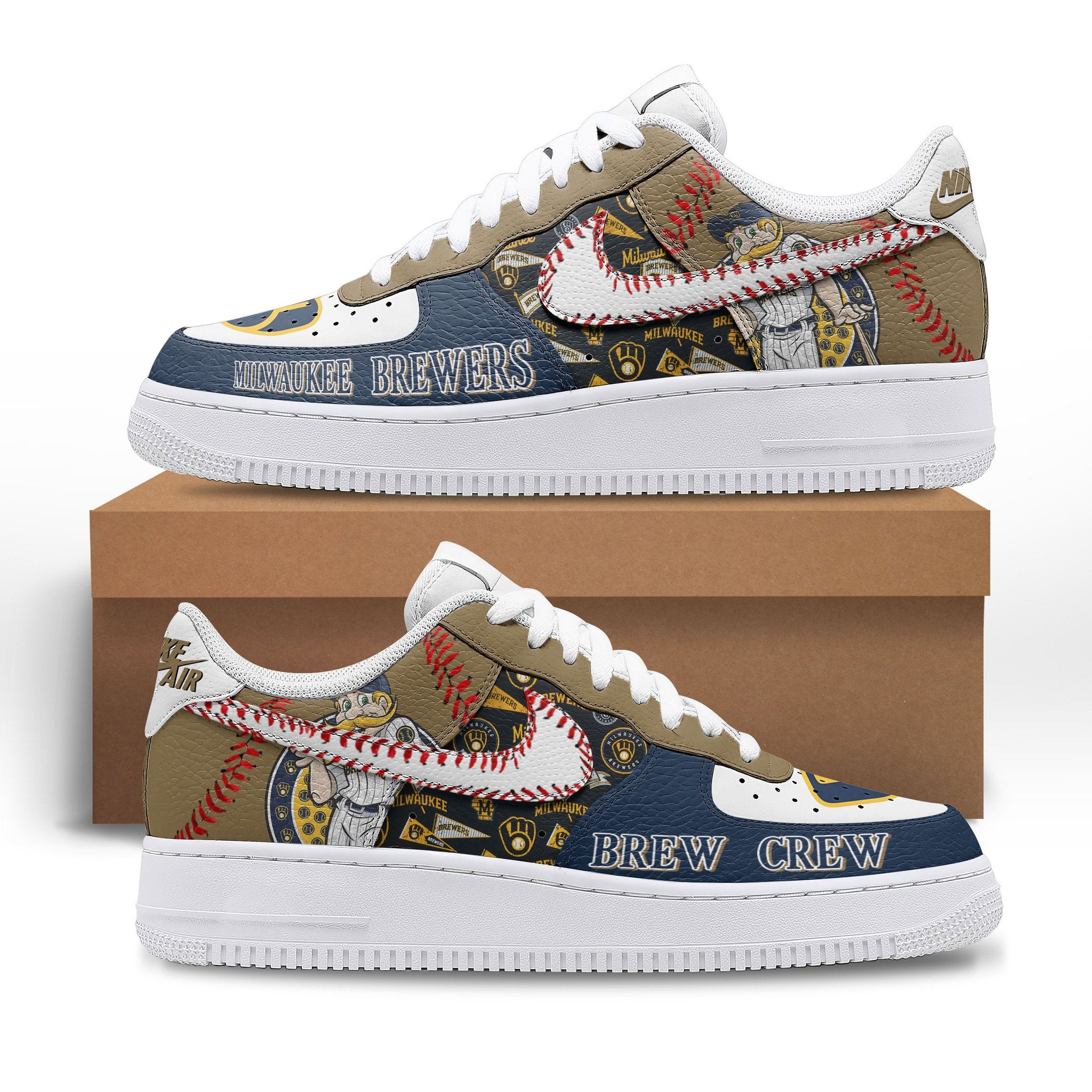 Ideafootwear Milwaukee Brewers Air Low-Top Sneakers Shoes For Men And Women 1