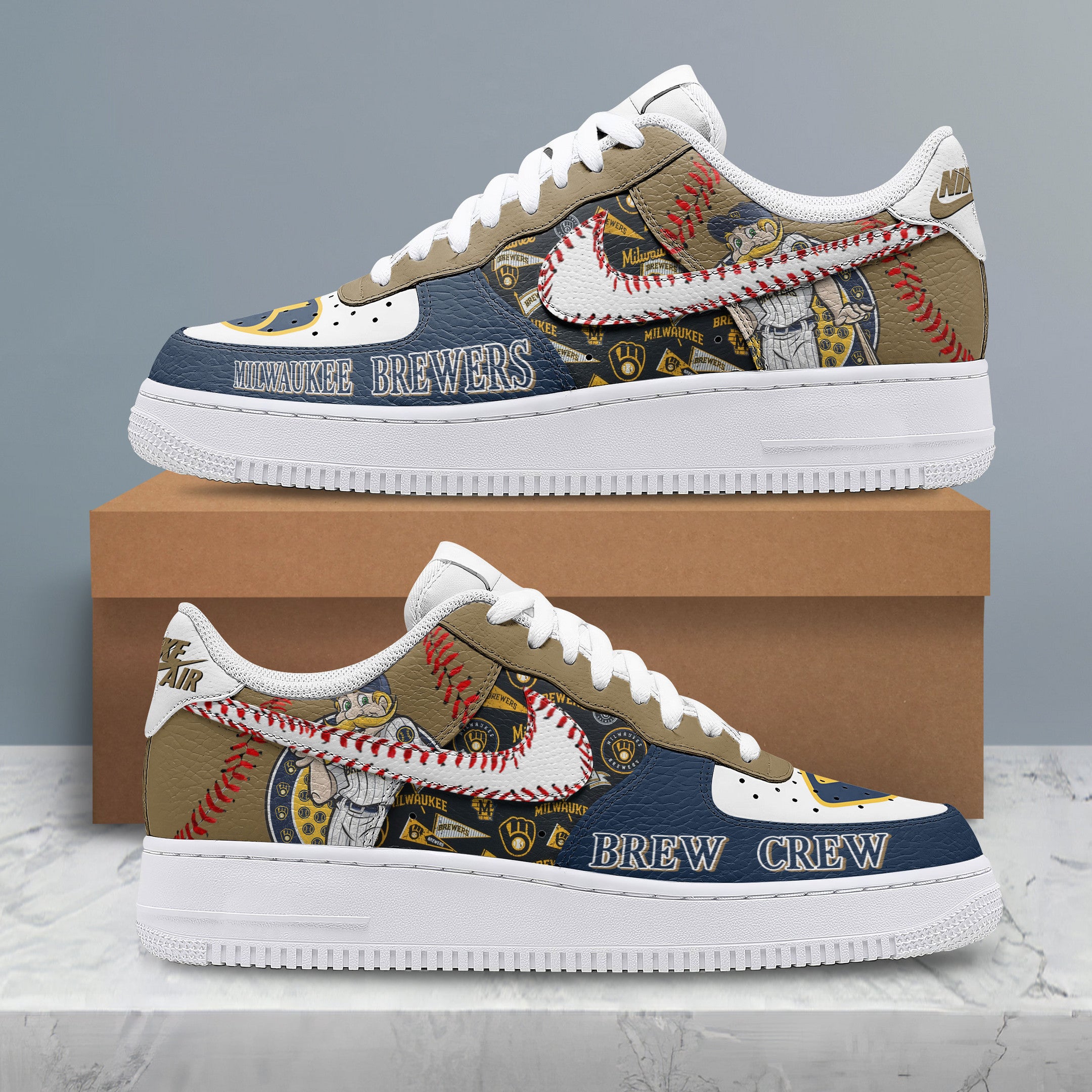 Ideafootwear Milwaukee Brewers Air Low-Top Sneakers Shoes For Men And Women 3