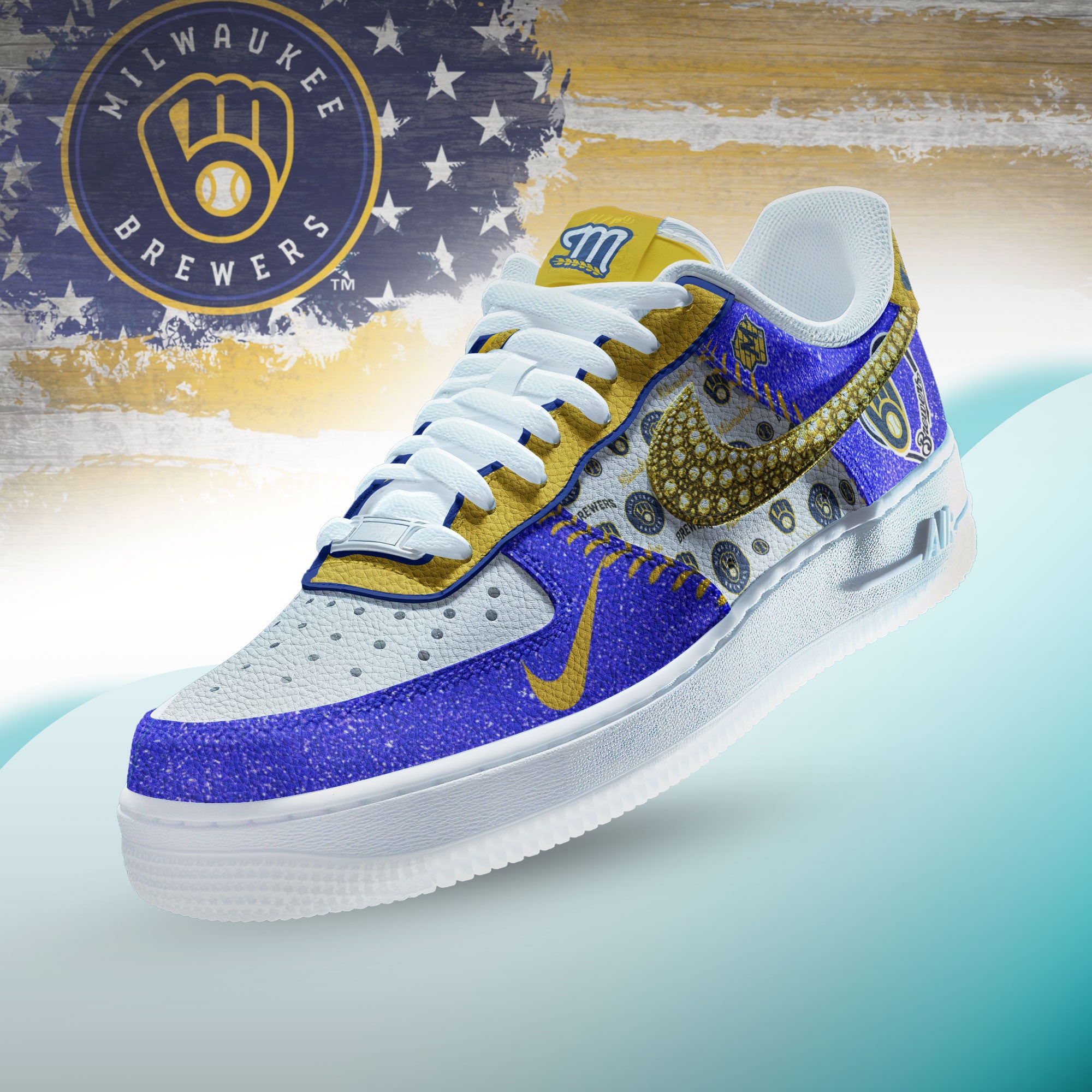Ideafootwear Milwaukee Brewers Air Low-Top Sneakers Shoes For Men And Women 3