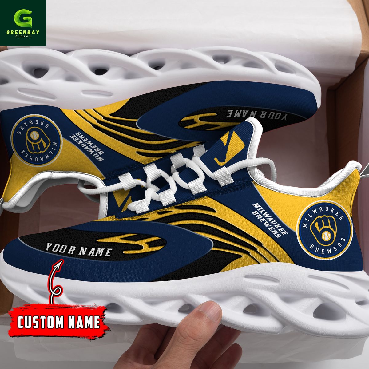 Ideafootwear Milwaukee Brewers Max Soul Shoes Sneakers For Men And Women
