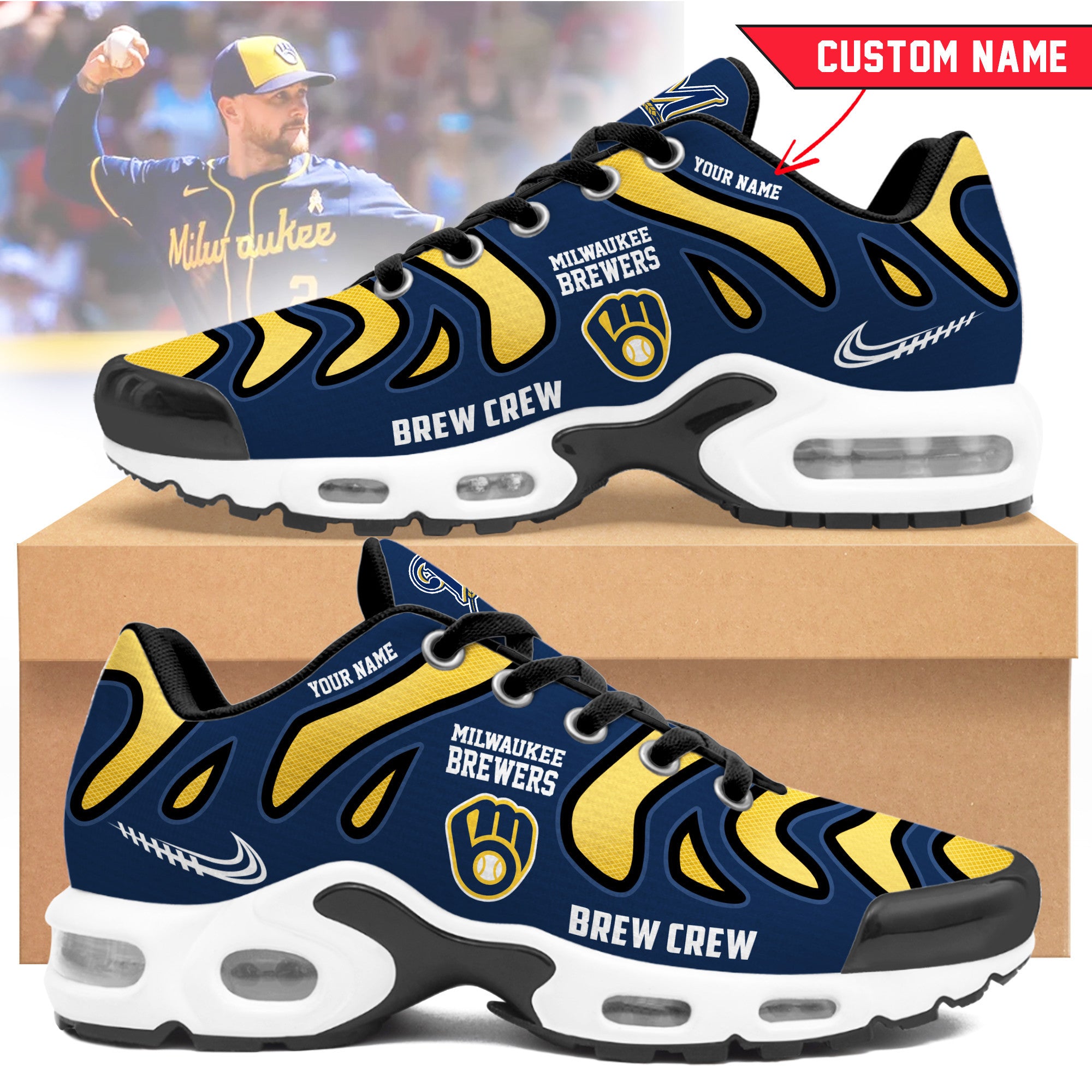 Ideafootwear Milwaukee Brewers TN Shoes Sneakers For Men And Women