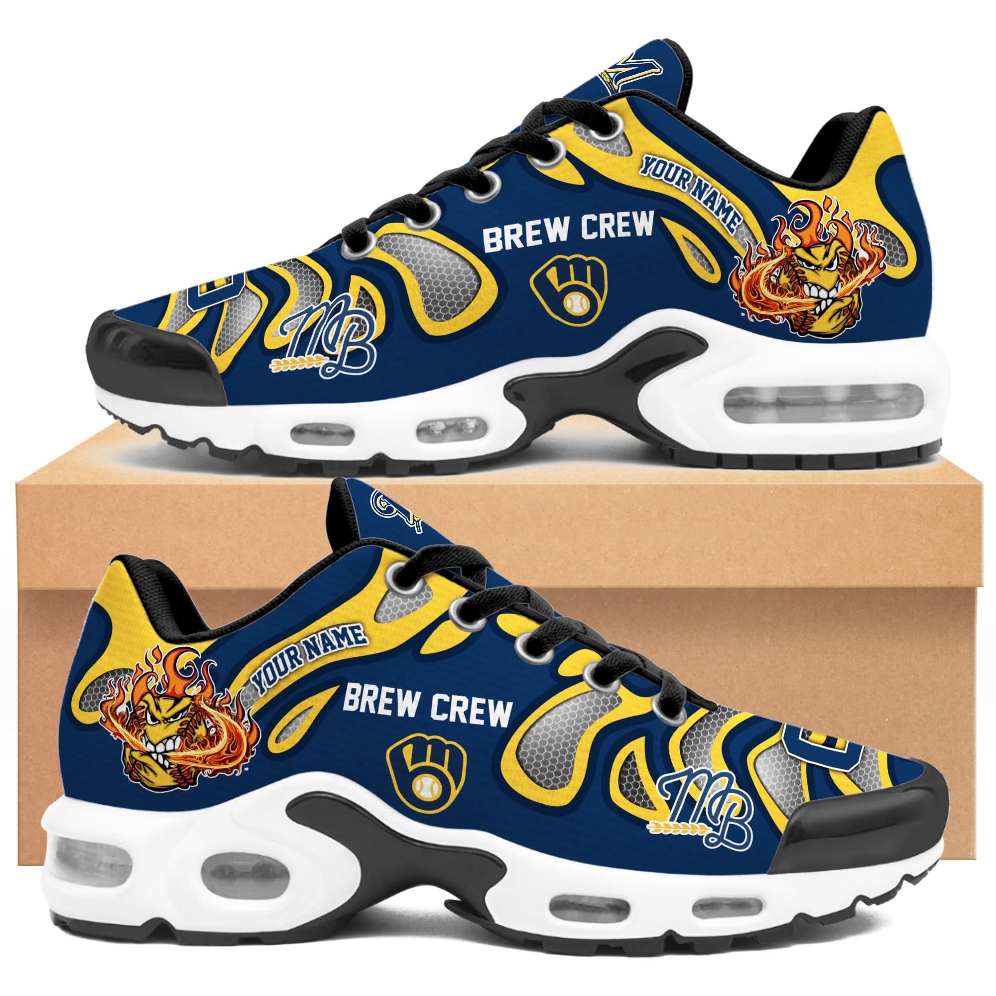 Ideafootwear Milwaukee Brewers TN Shoes Sneakers For Men And Women