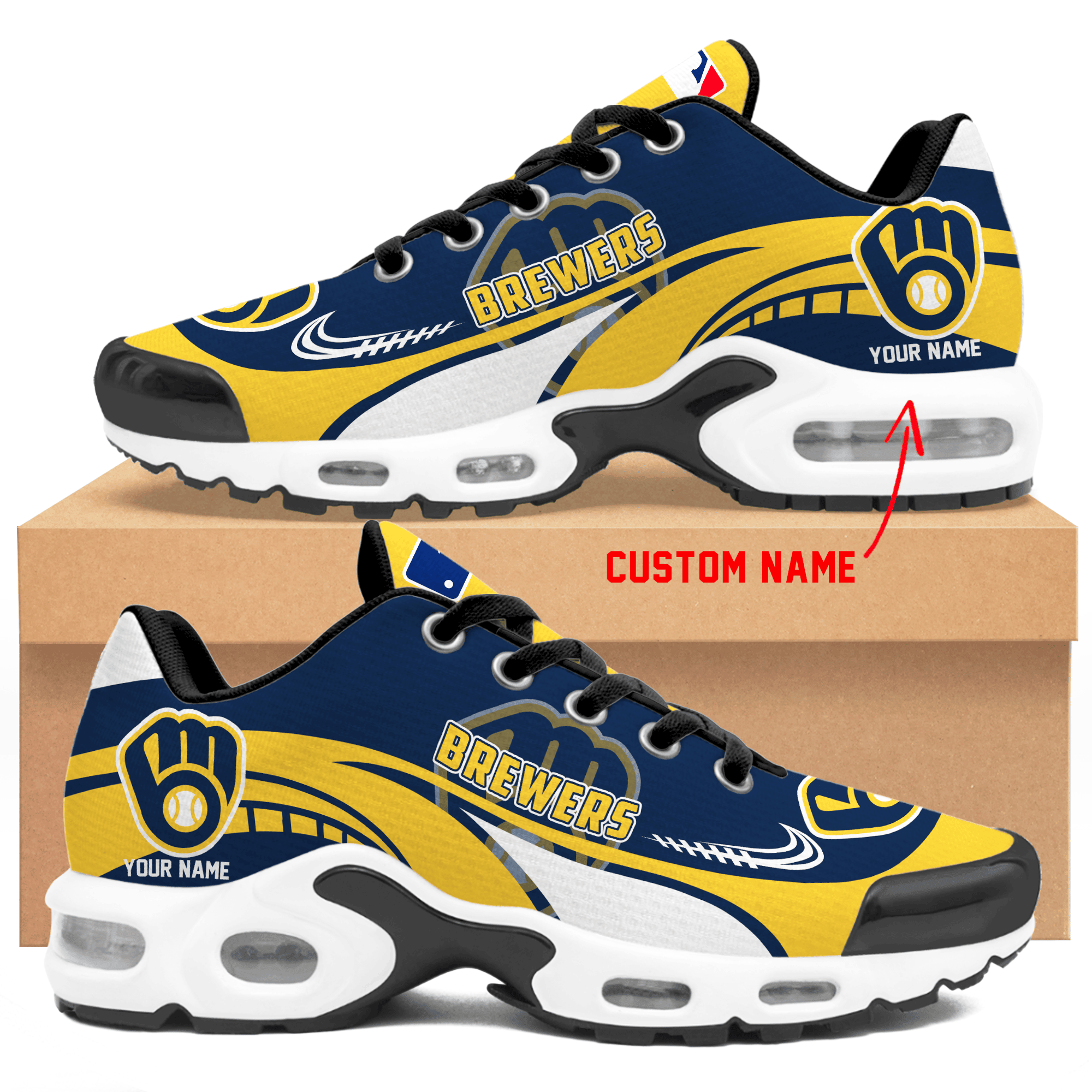 Ideafootwear Milwaukee Brewers TN Shoes Sneakers For Men And Women