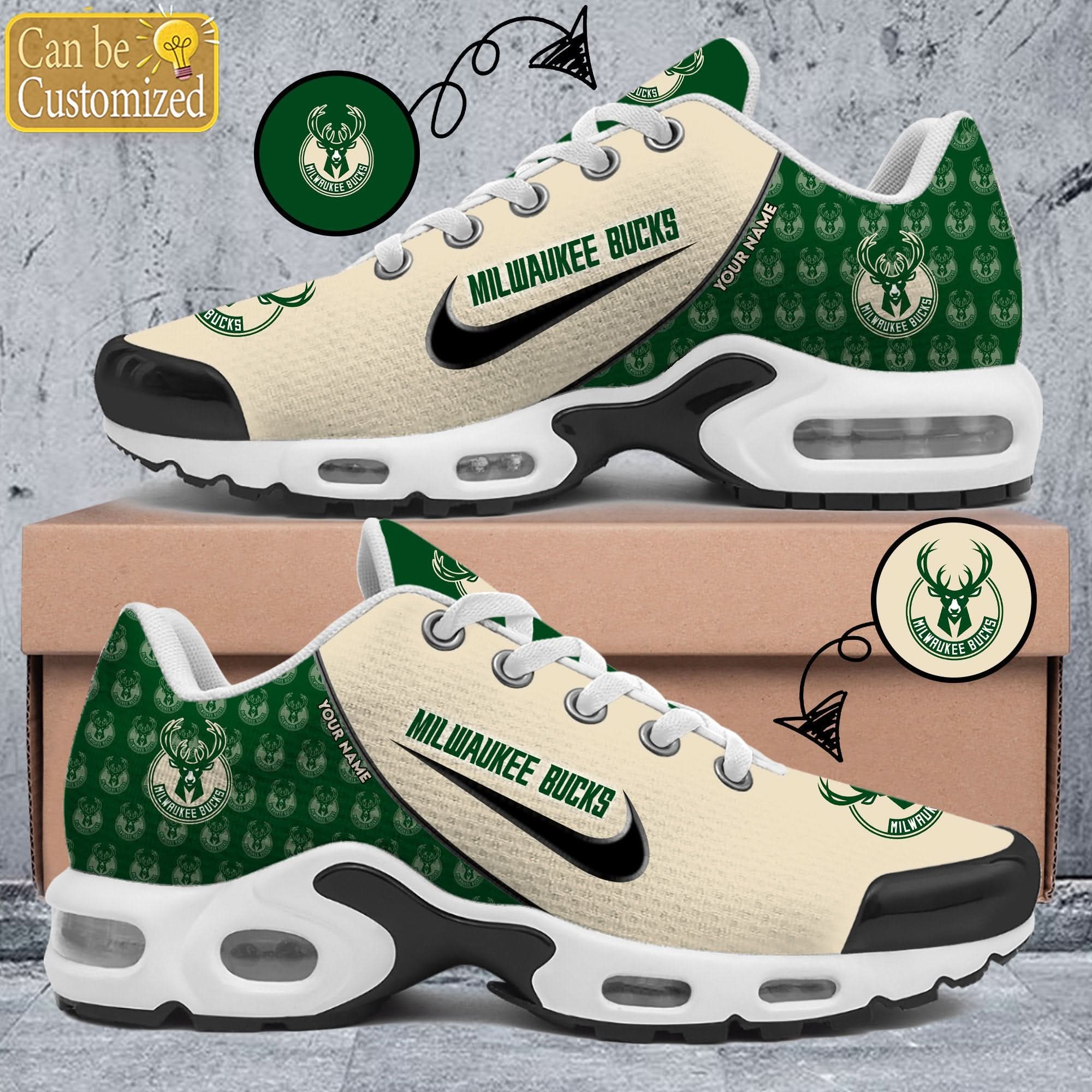 Ideafootwear Milwaukee Bucks TN Shoes Sneakers For Men And Women