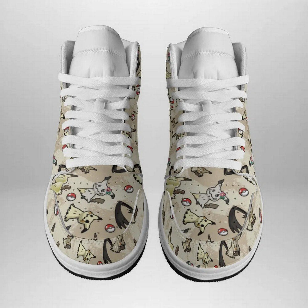 Ideafootwear Mimikyu Pattern Pokemon AJ1 High Sneakers Shoes For Men And Women