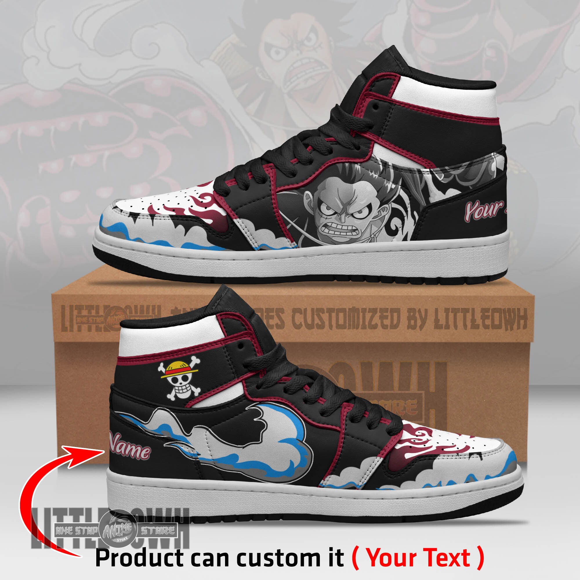 Ideafootwear Monkey D Luffy AJ1 High Sneakers Shoes For Men And Women