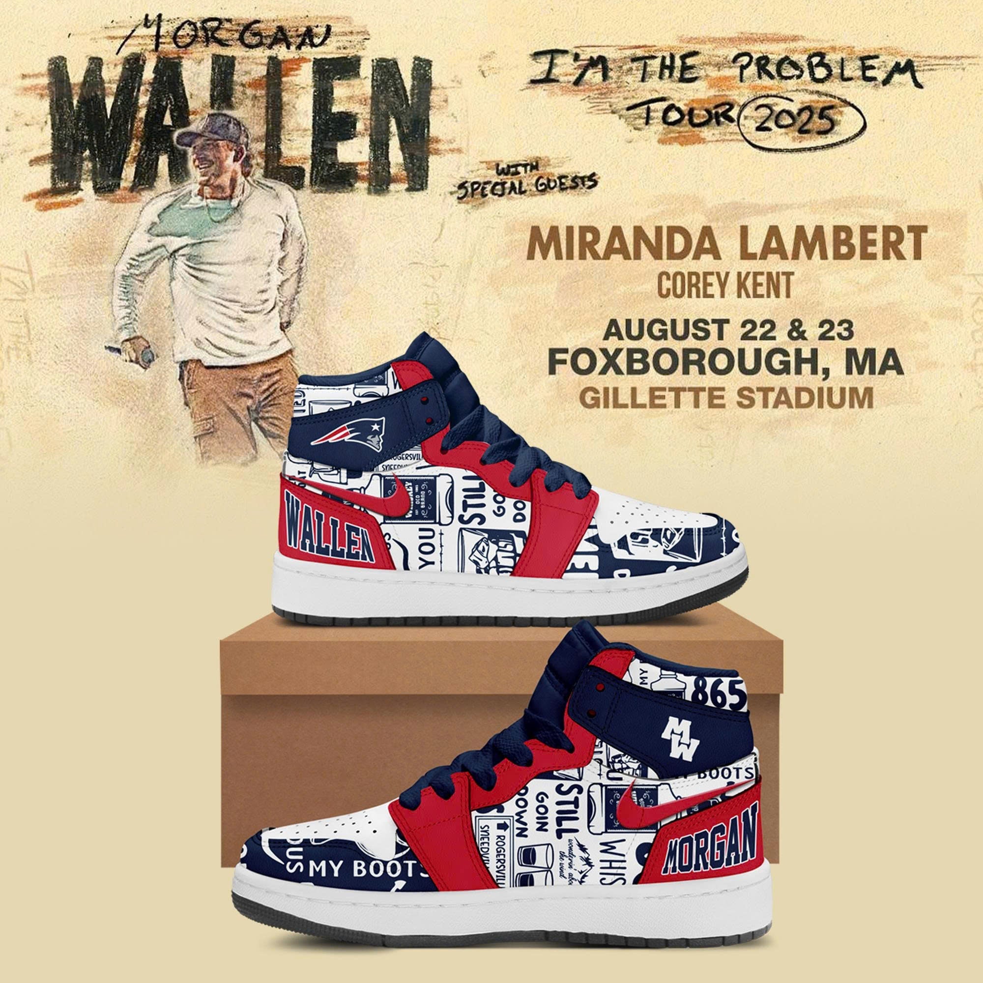 Ideafootwear Morgan Wallen AJ1 High Sneakers Shoes For Men And Women