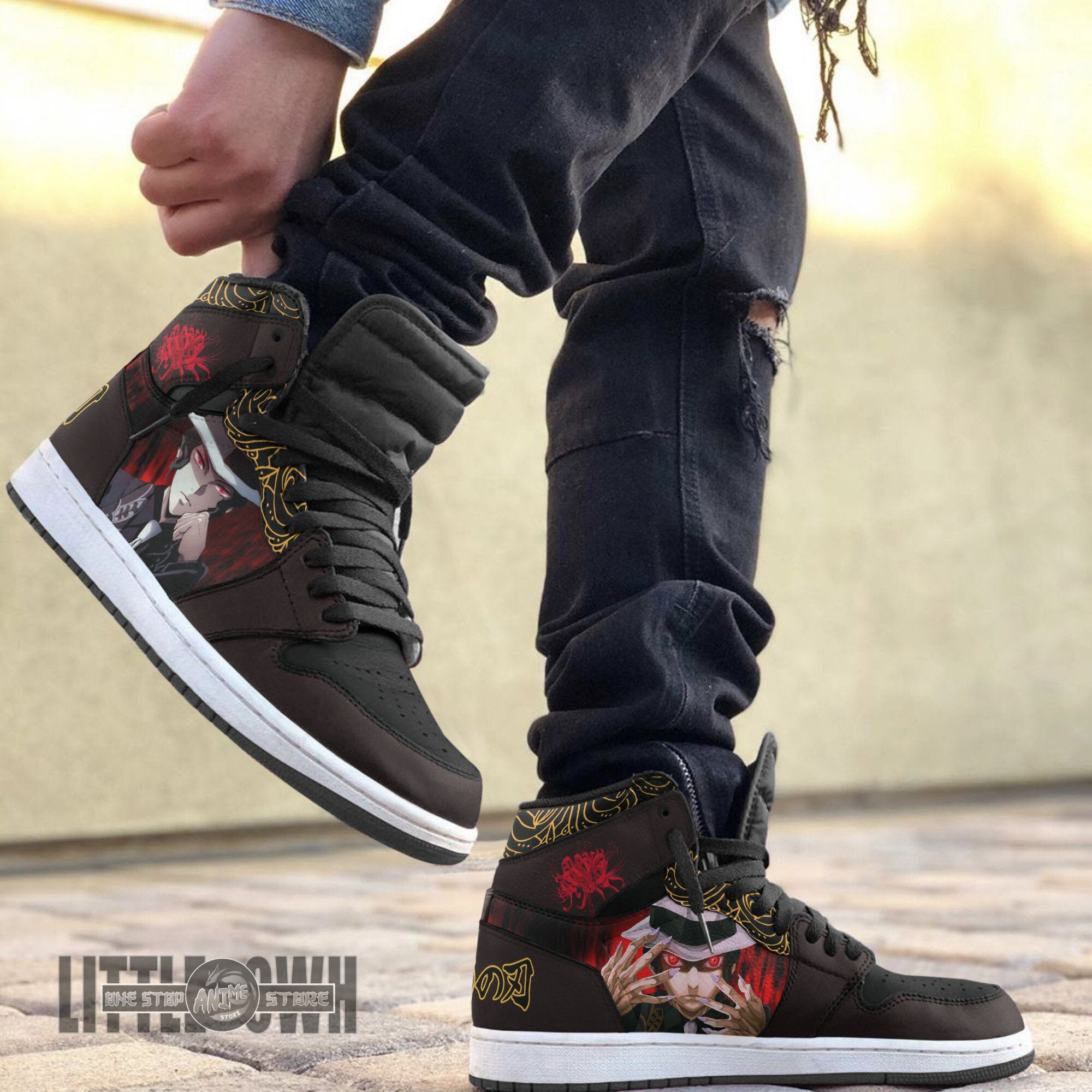 Ideafootwear Muzan Kibutsuji AJ1 High Sneakers Shoes For Men And Women