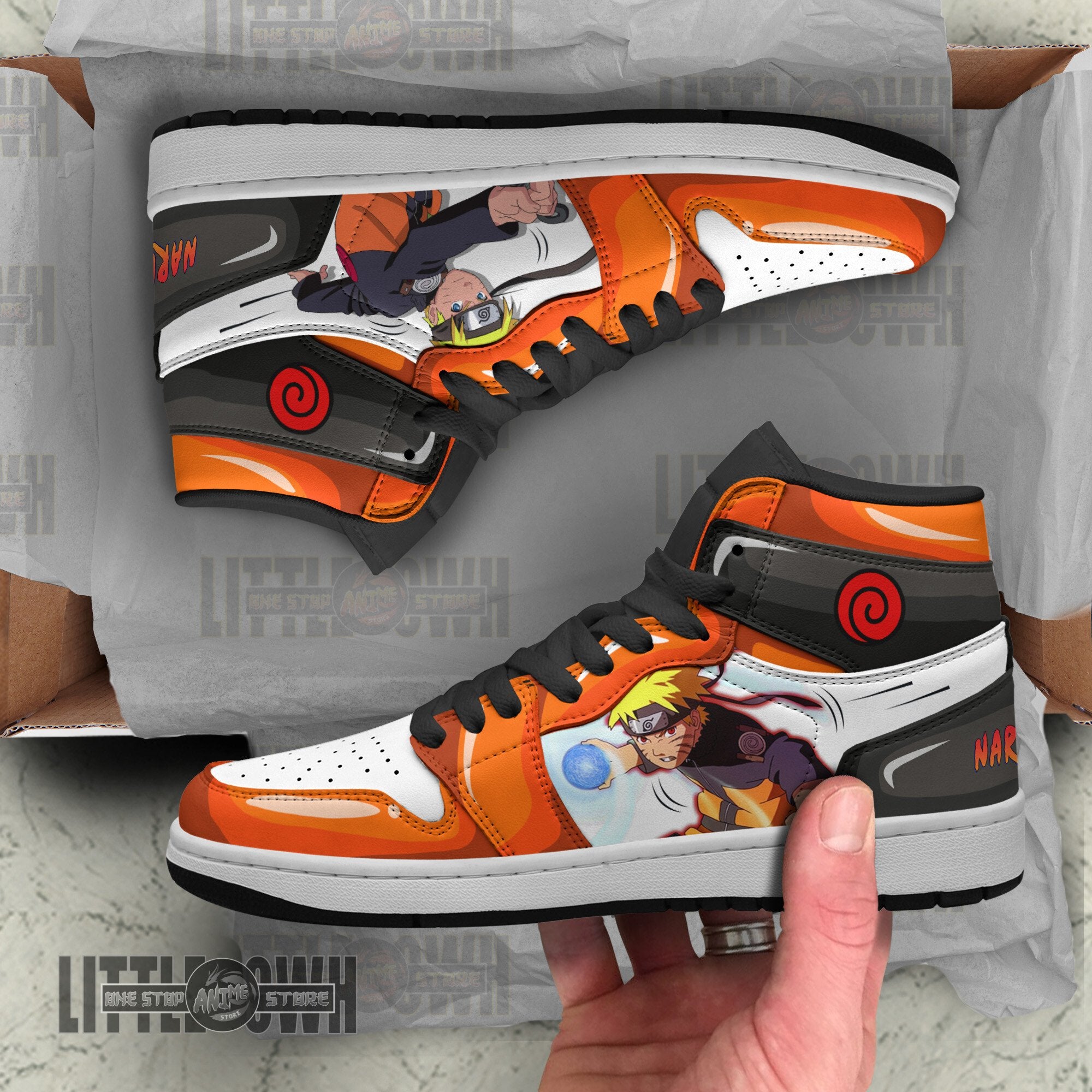 Ideafootwear Naruto Uzumaki AJ1 High Sneakers Shoes For Men And Women