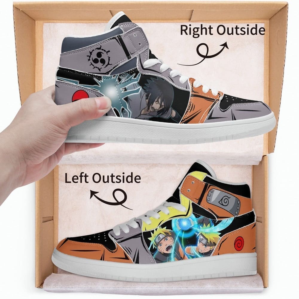 Ideafootwear Naruto vs Sasuke AJ1 High Sneakers Shoes For Men And Women