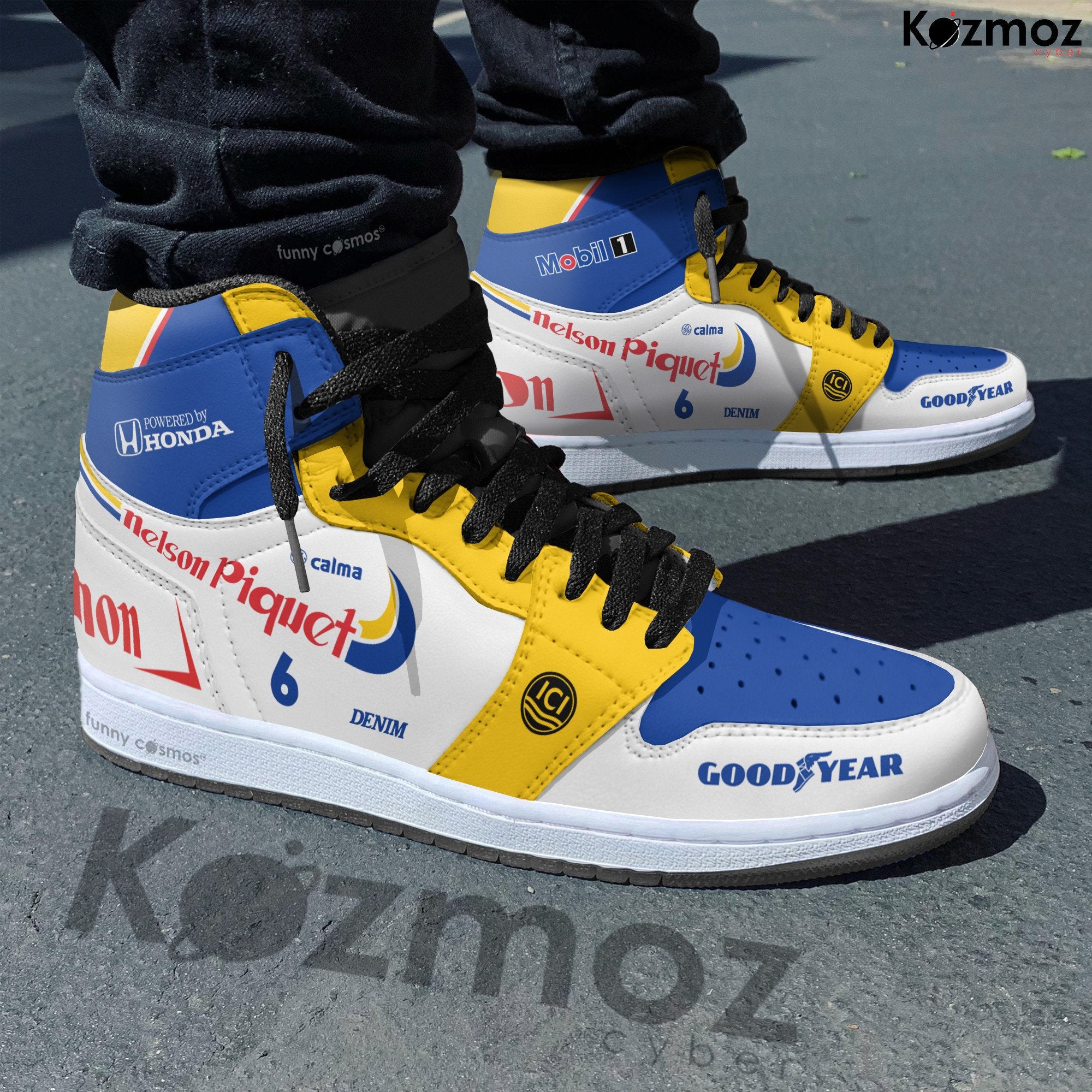 Ideafootwear Nelson Piquet AJ1 High Sneakers Shoes For Men And Women