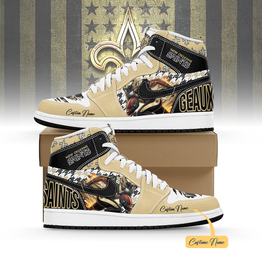 Ideafootwear New Orleans Saints AJ1 High Sneakers Shoes For Men And Women