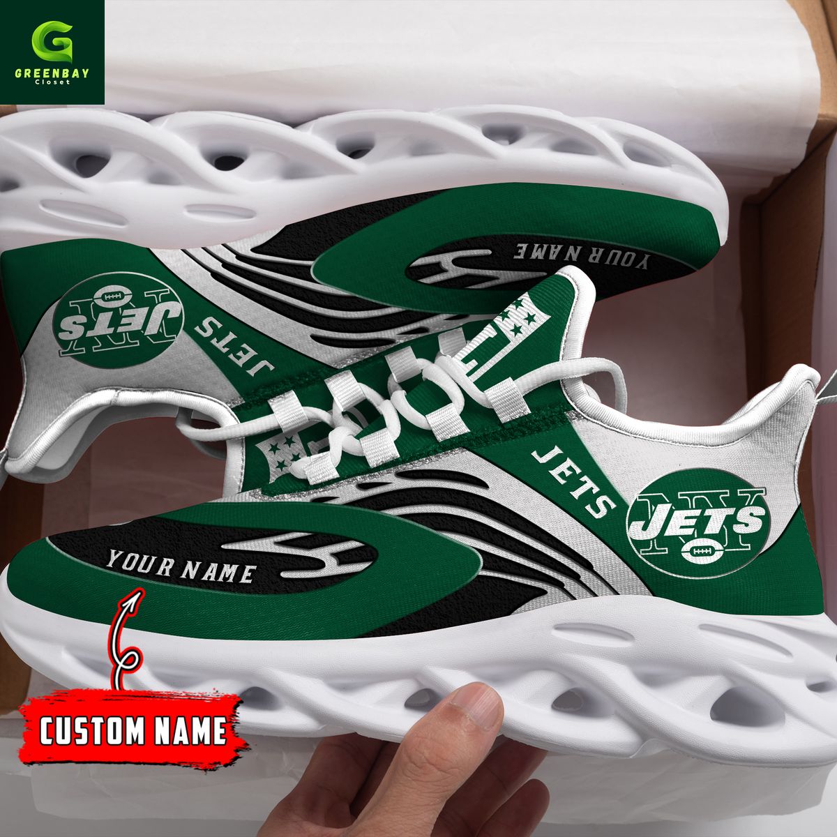 Ideafootwear New York Jets Max Soul Shoes Sneakers For Men And Women