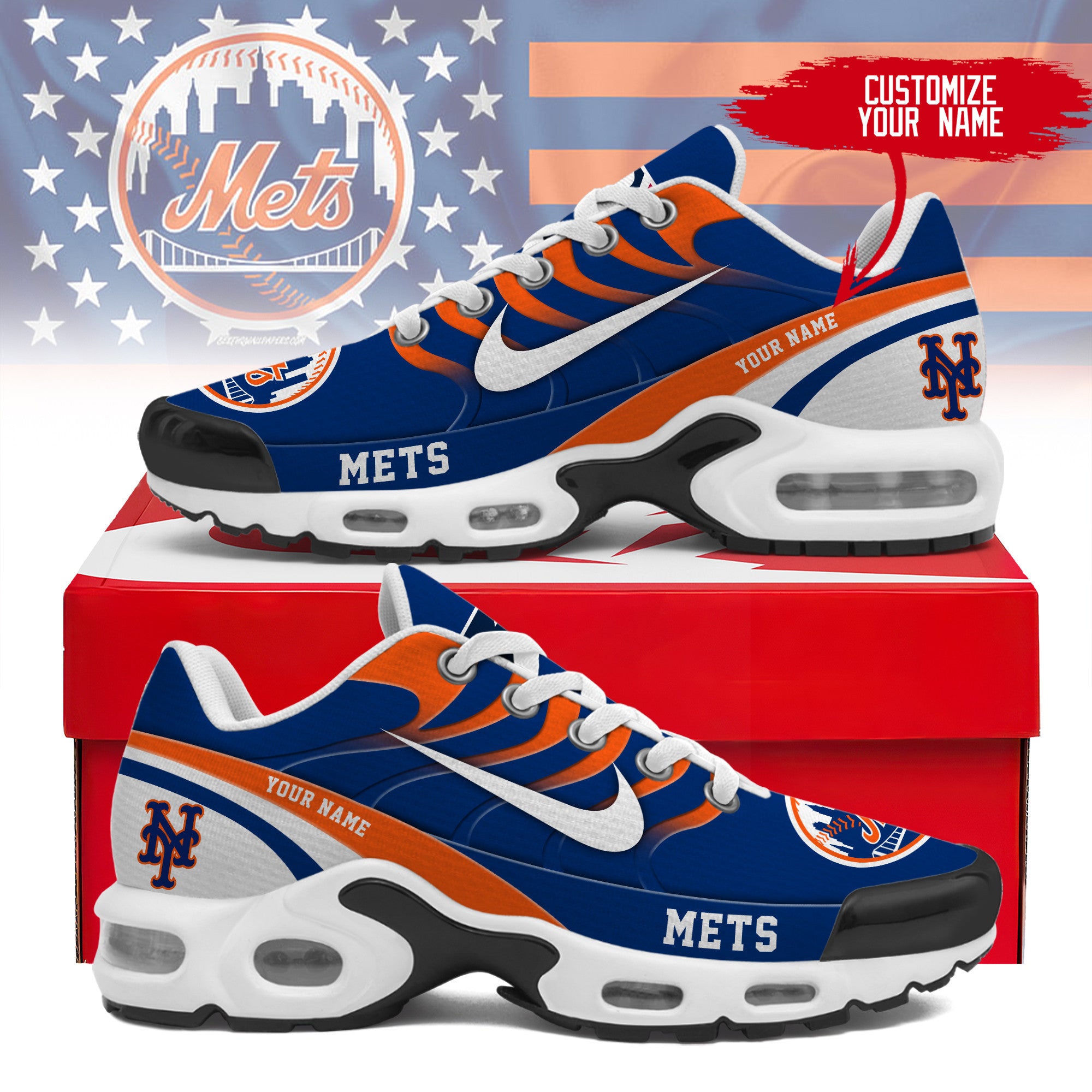 Ideafootwear New York Mets TN Shoes Sneakers For Men And Women