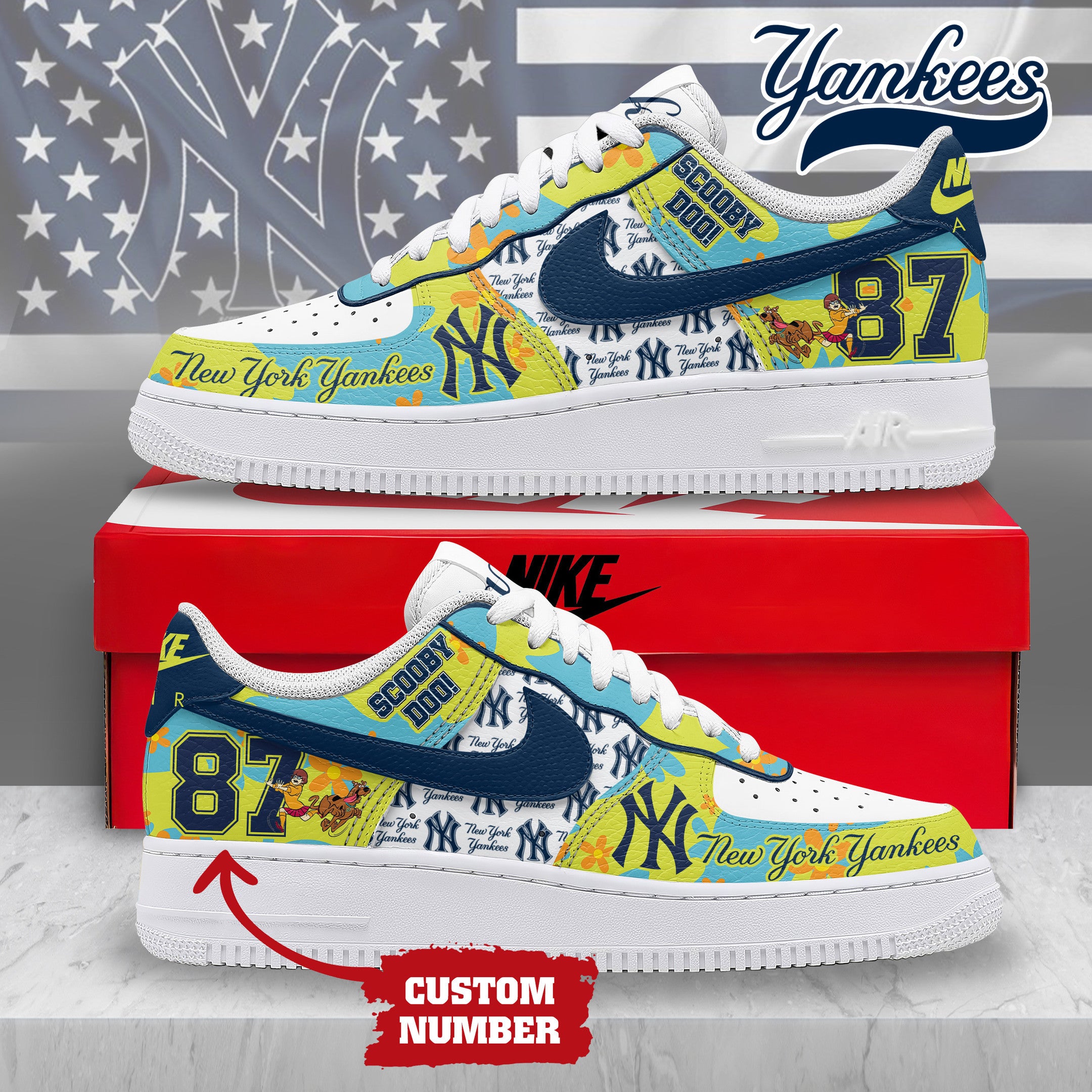 Ideafootwear New York Yankees Air Low-Top Sneakers Shoes For Men And Women 2