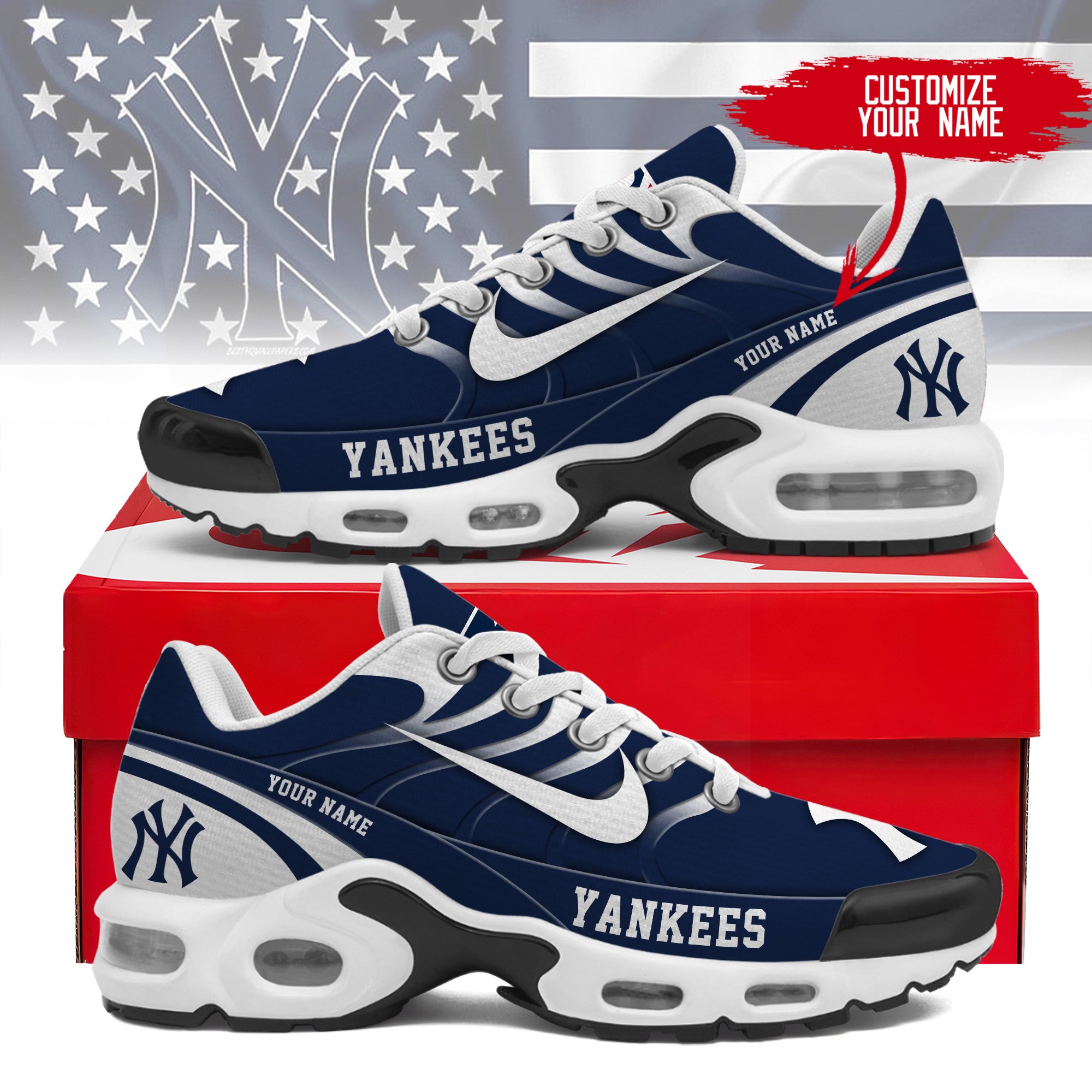 Ideafootwear New York Yankees TN Shoes Sneakers For Men And Women