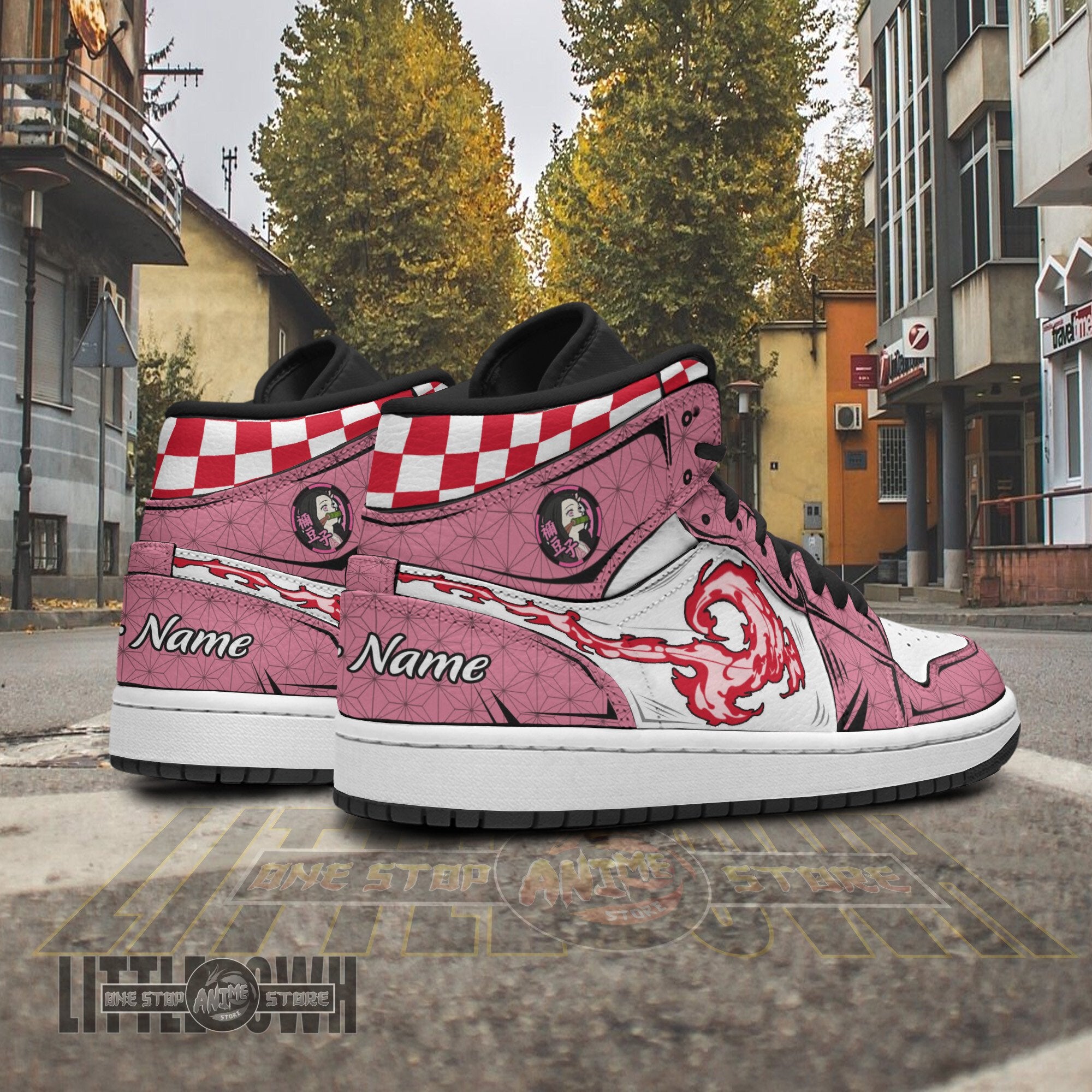 Ideafootwear Nezuko Kamado AJ1 High Sneakers Shoes For Men And Women