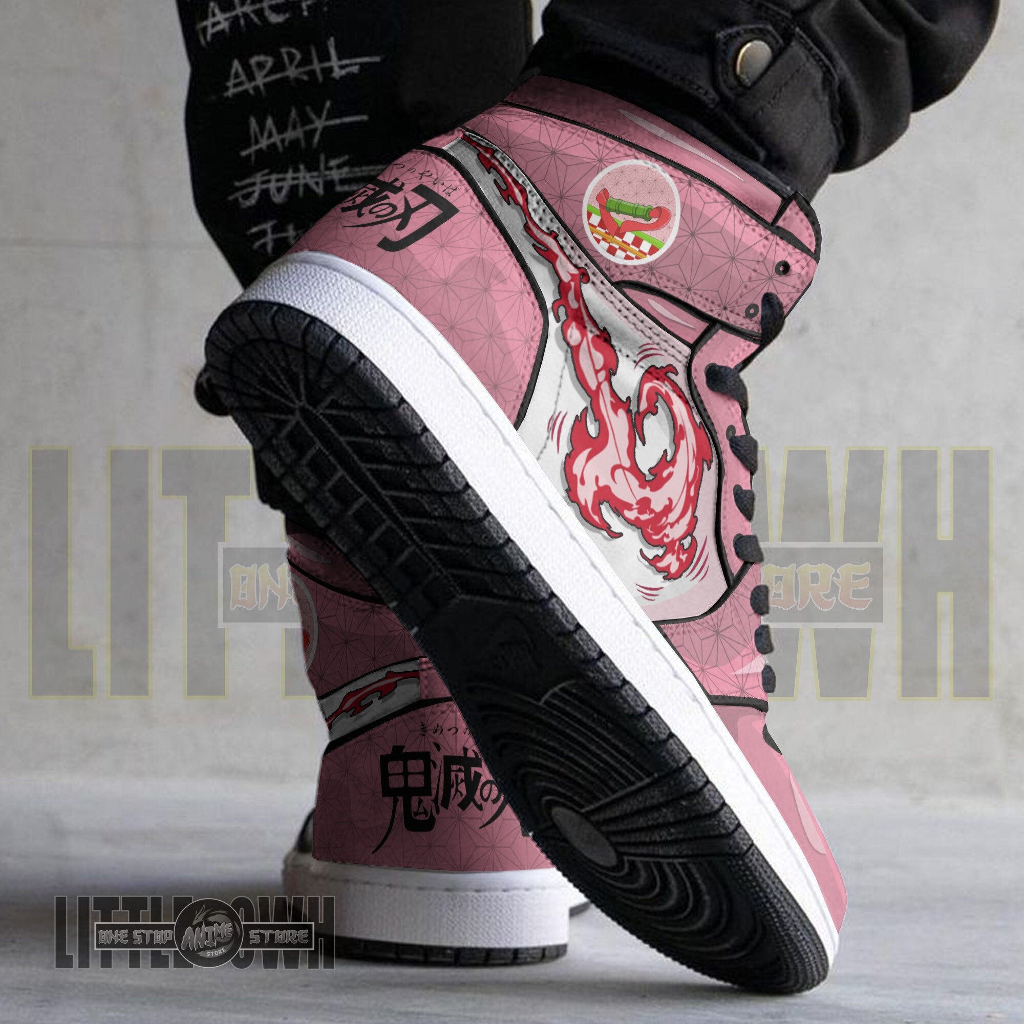 Ideafootwear Nezuko Kamado AJ1 High Sneakers Shoes For Men And Women