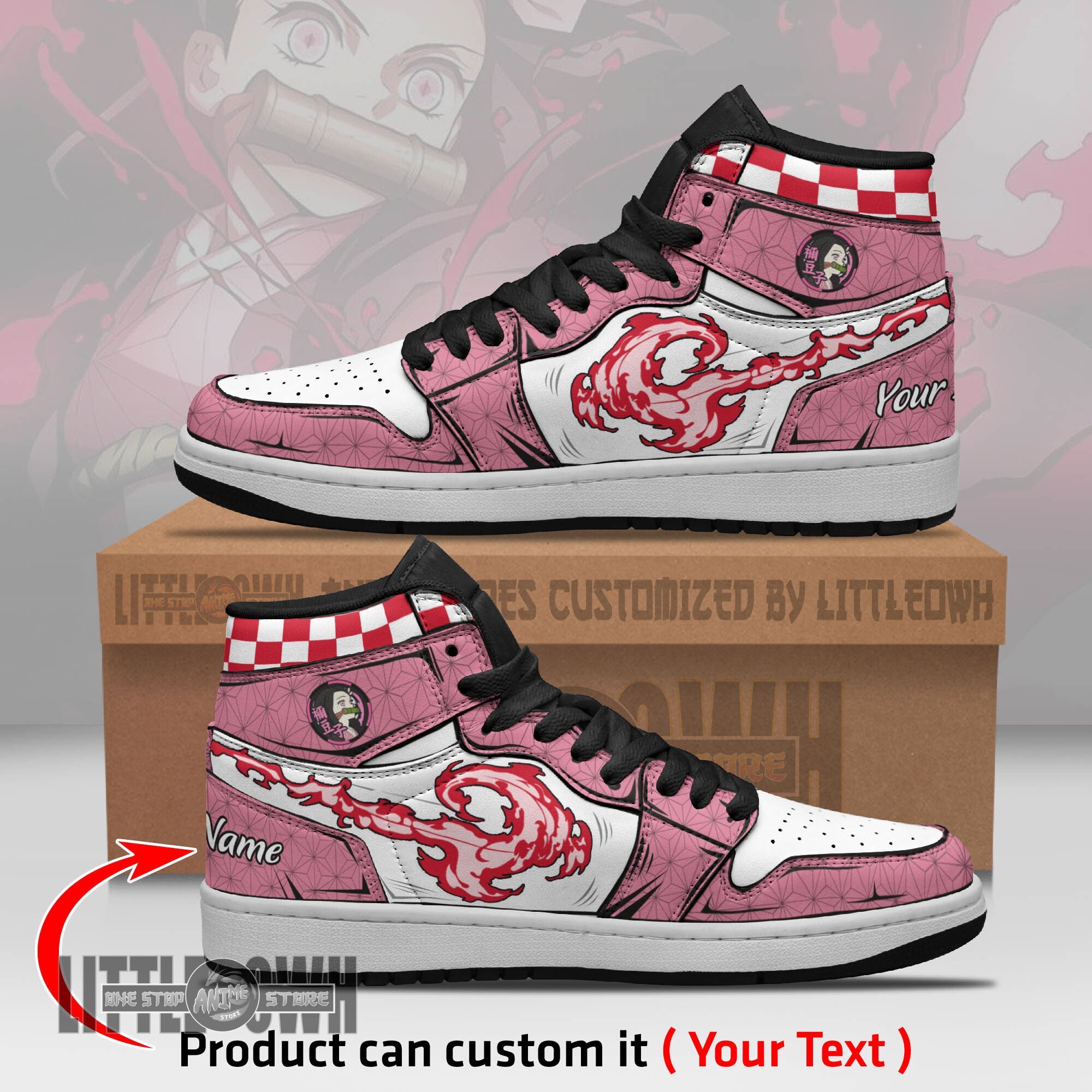 Ideafootwear Nezuko Kamado AJ1 High Sneakers Shoes For Men And Women