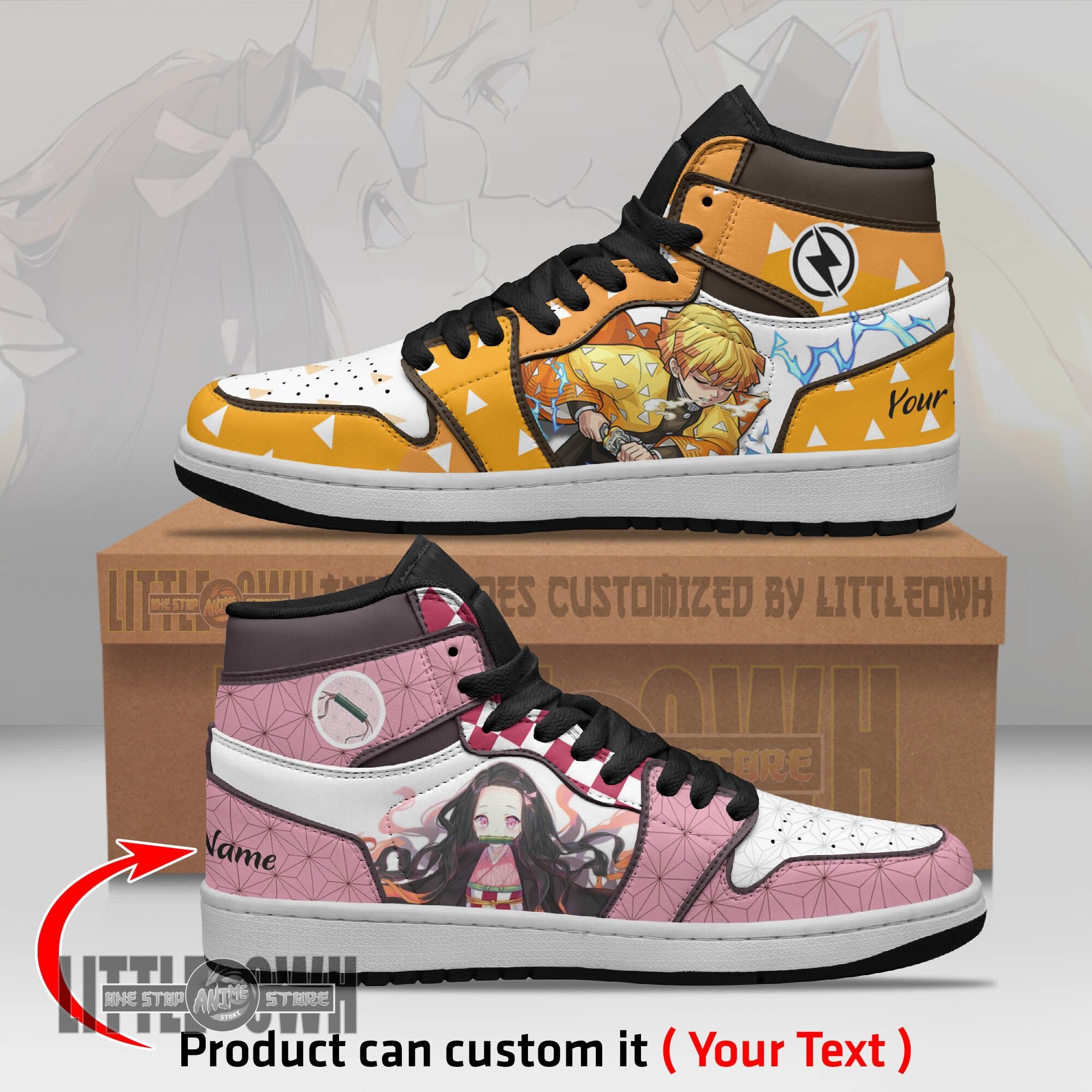 Ideafootwear Nezuko Zenitsu AJ1 High Sneakers Shoes For Men And Women
