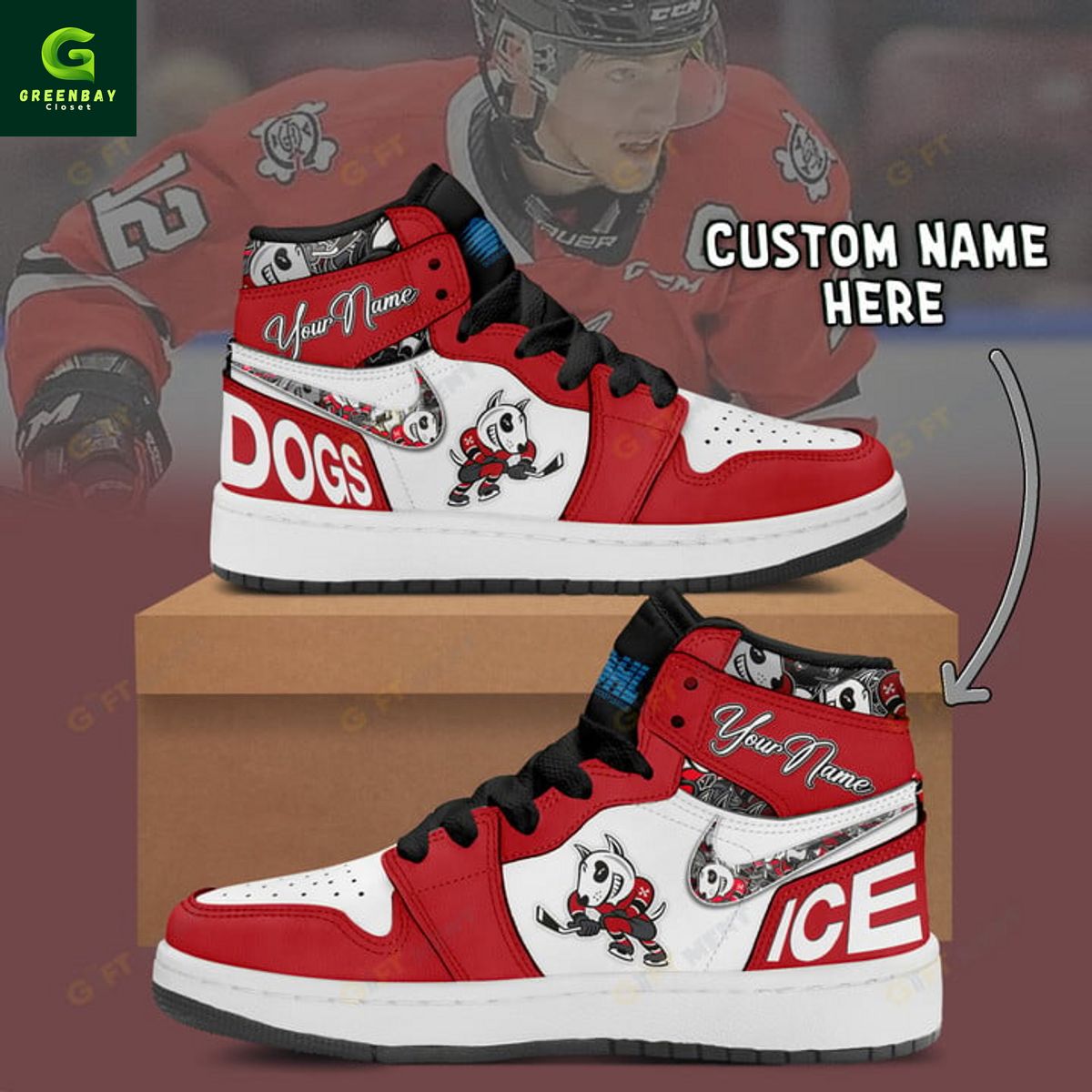 Ideafootwear Niagara IceDogs AJ1 High Sneakers Shoes For Men And Women